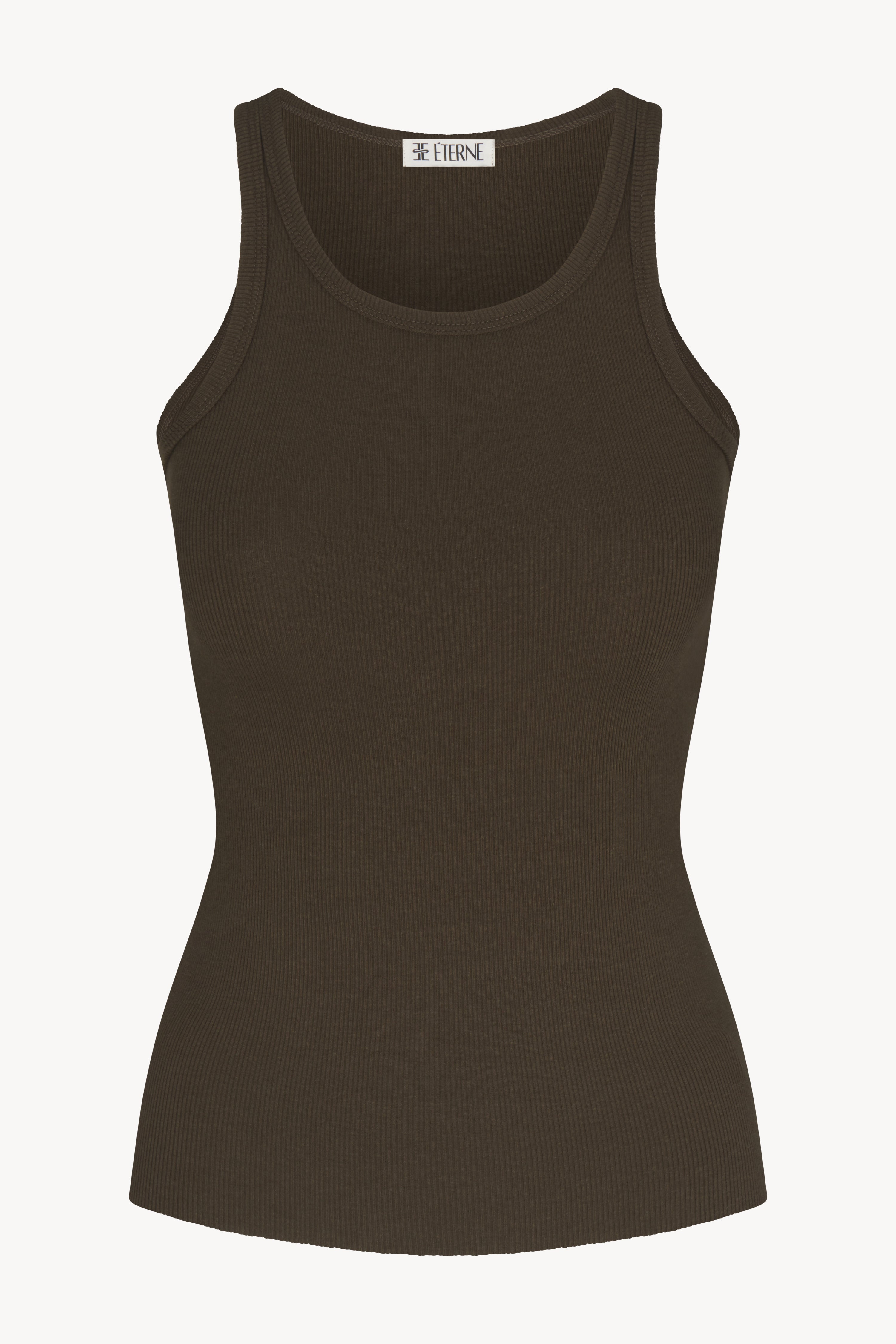 High Neck Fitted Tank Moss