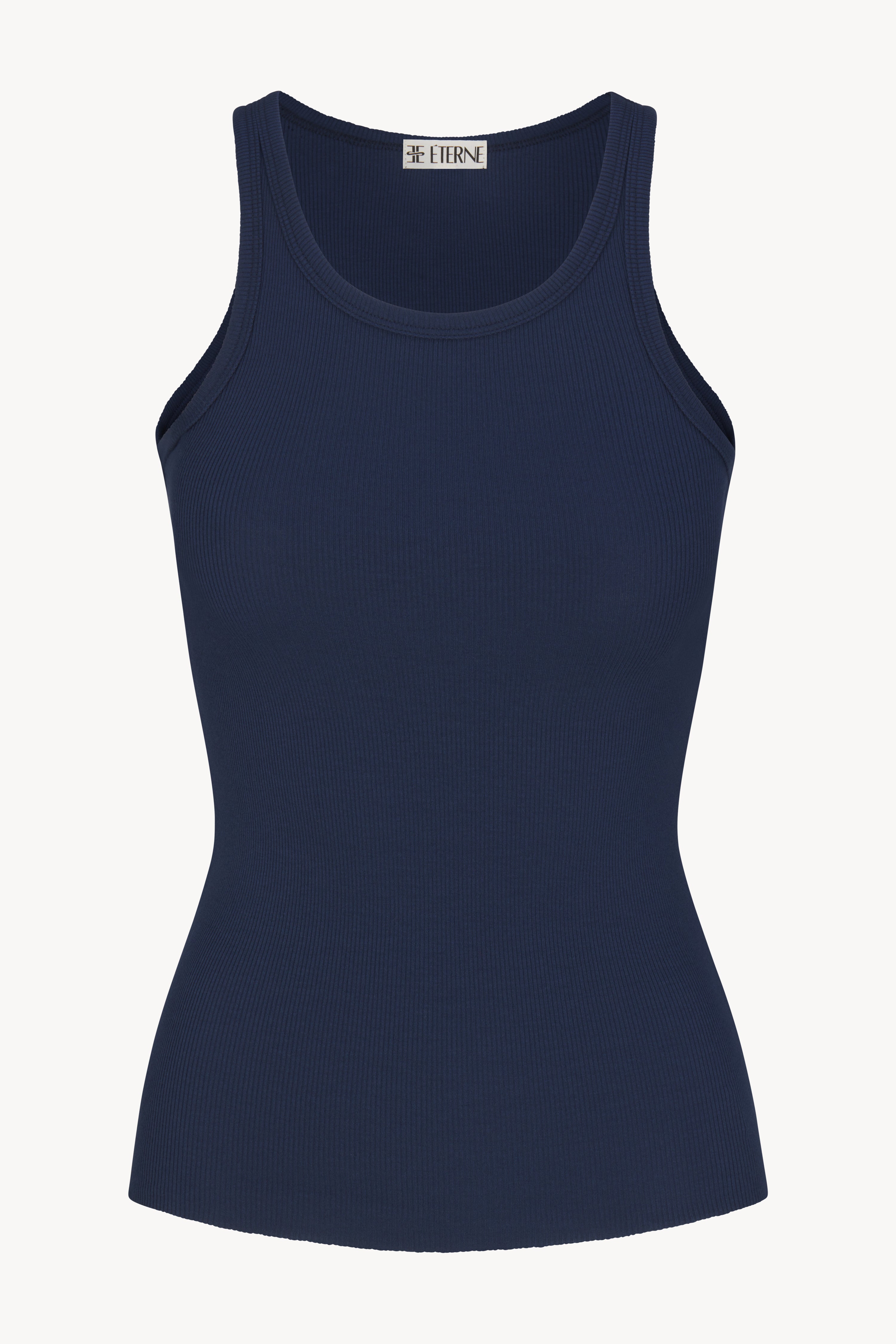 High Neck Fitted Tank Navy