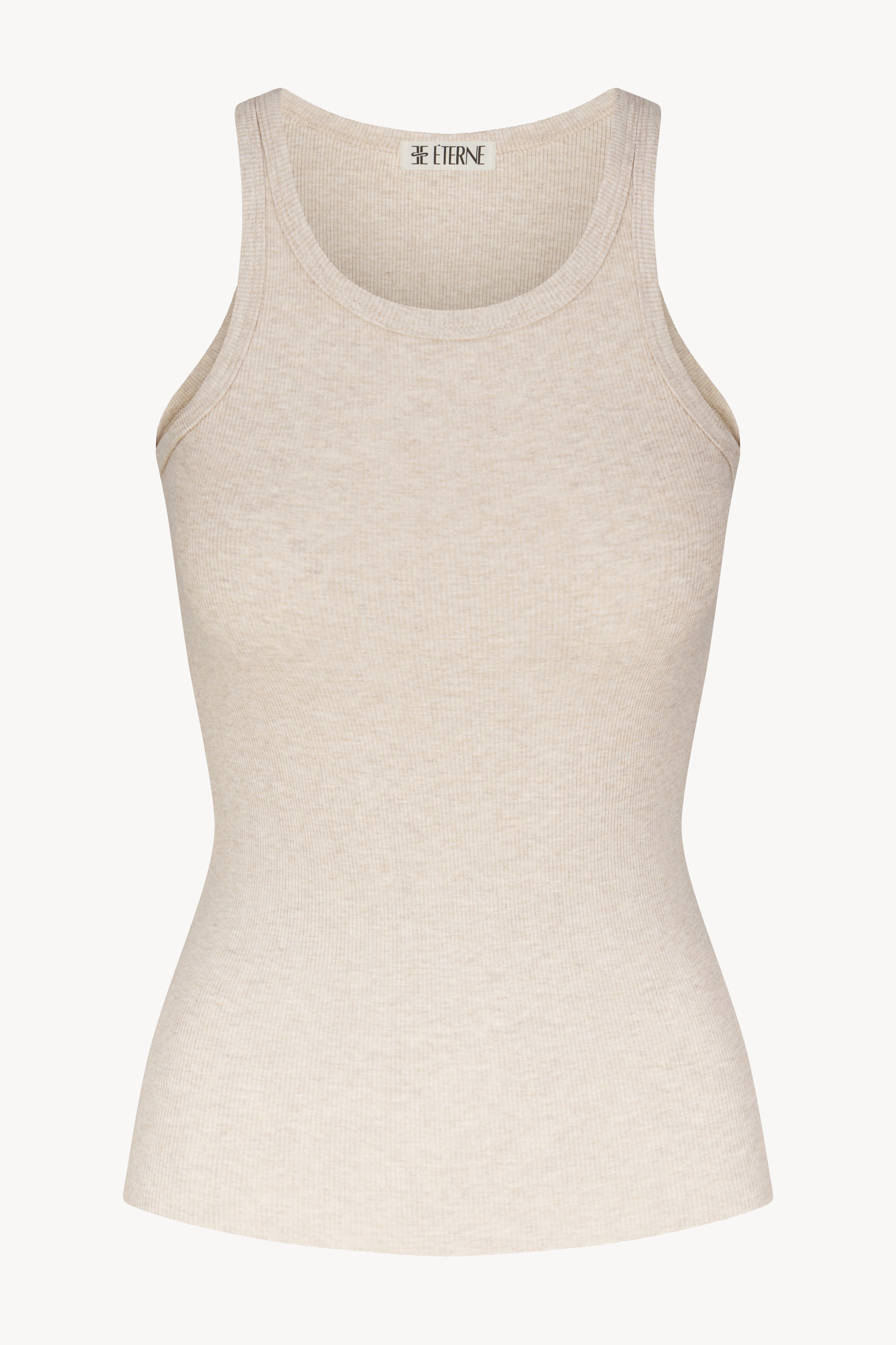 High Neck Fitted Tank Heather Oatmeal