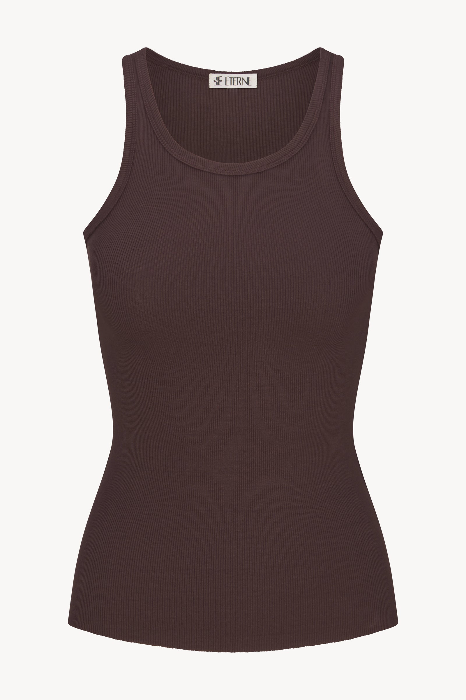 High Neck Fitted Tank | Butter Rib | Espresso