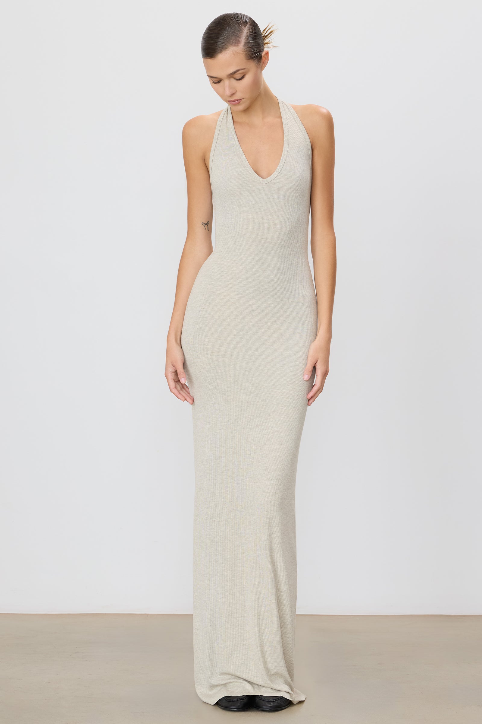 eterne vivian halter maxi dress TERNE Vivian Stretch-modal Jersey Halterneck Maxi Dress - Women - Chocolate Dresses