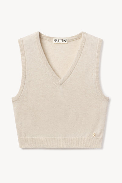 LENNY CASHMERE VEST HEATHER OATMEAL