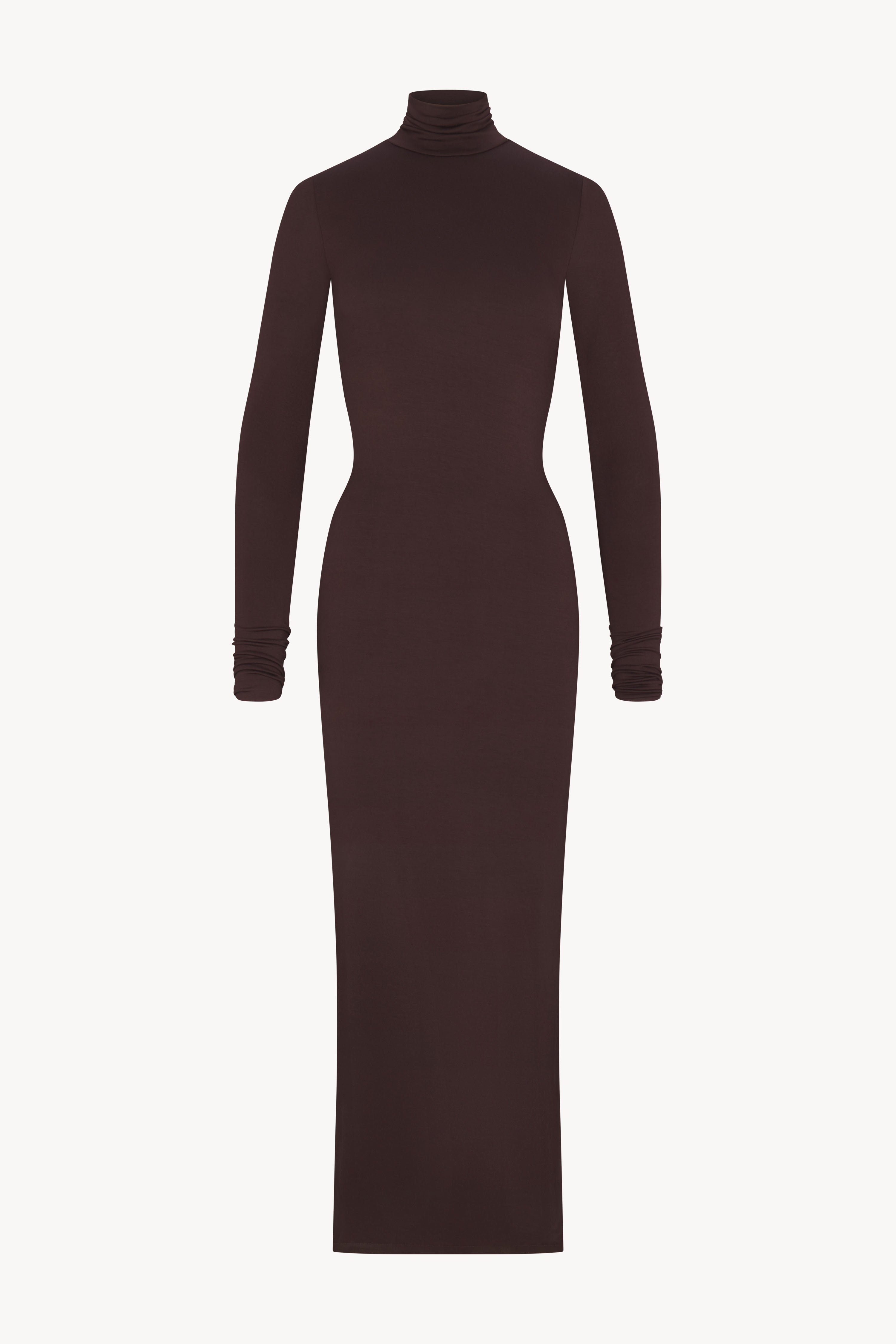 Éterne LONG SLEEVE TURTLENECK MAXI DRESS | Brown | Size S