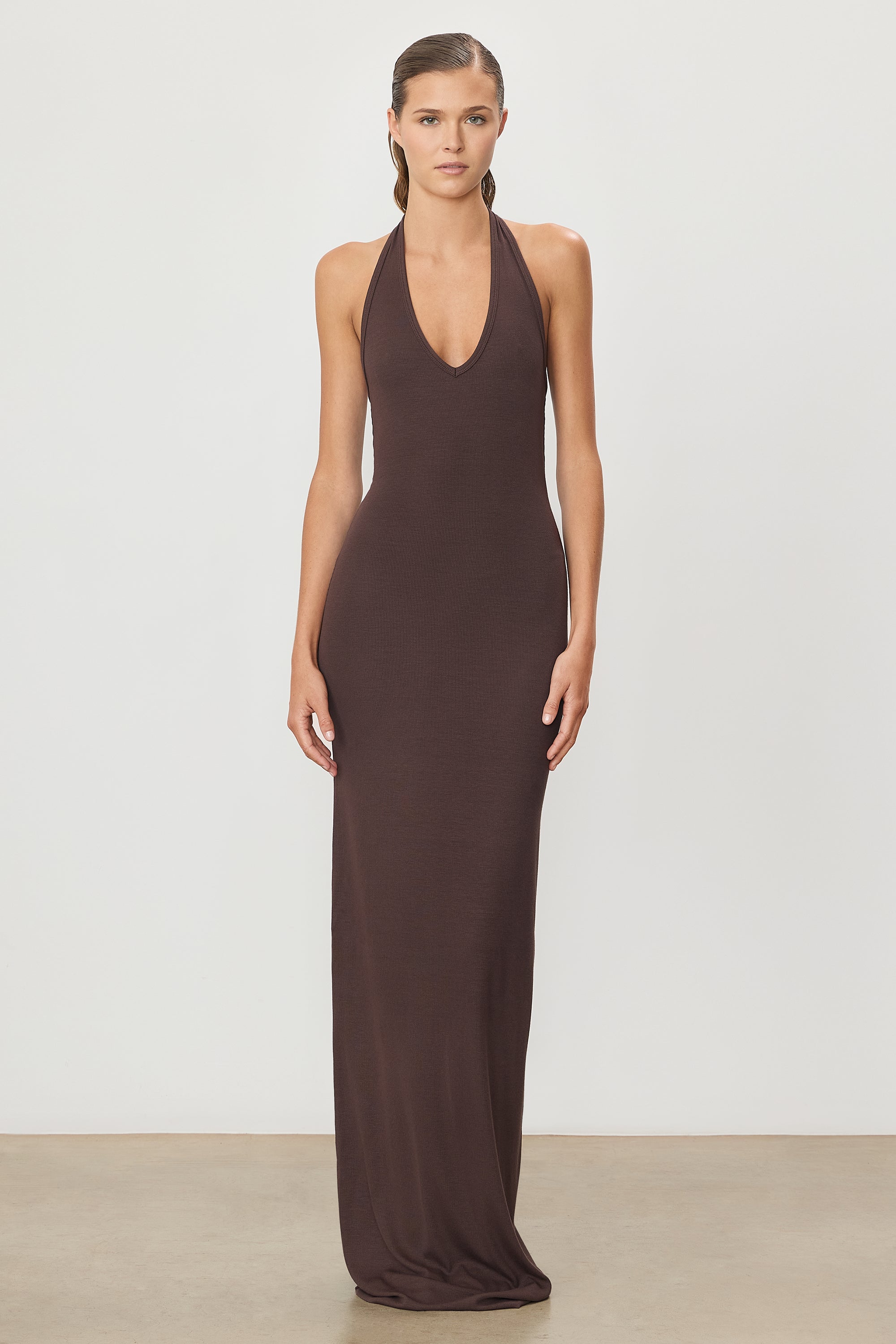 Eterne Halter Maxi Dress in Chocolate - size XL Eterne Halter Maxi Dress in Chocolate - size XL