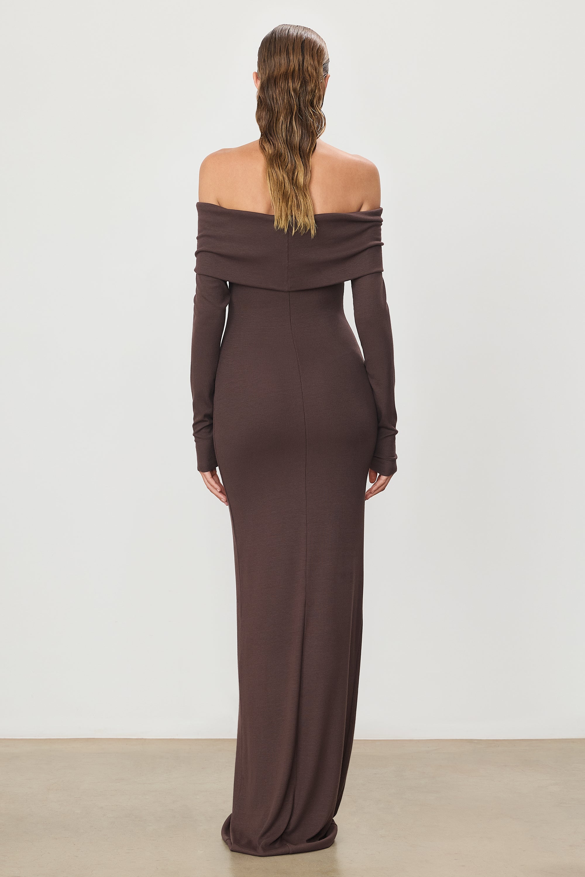 LONG SLEEVE OFF-SHOULDER MAXI DRESS - ÉTERNE