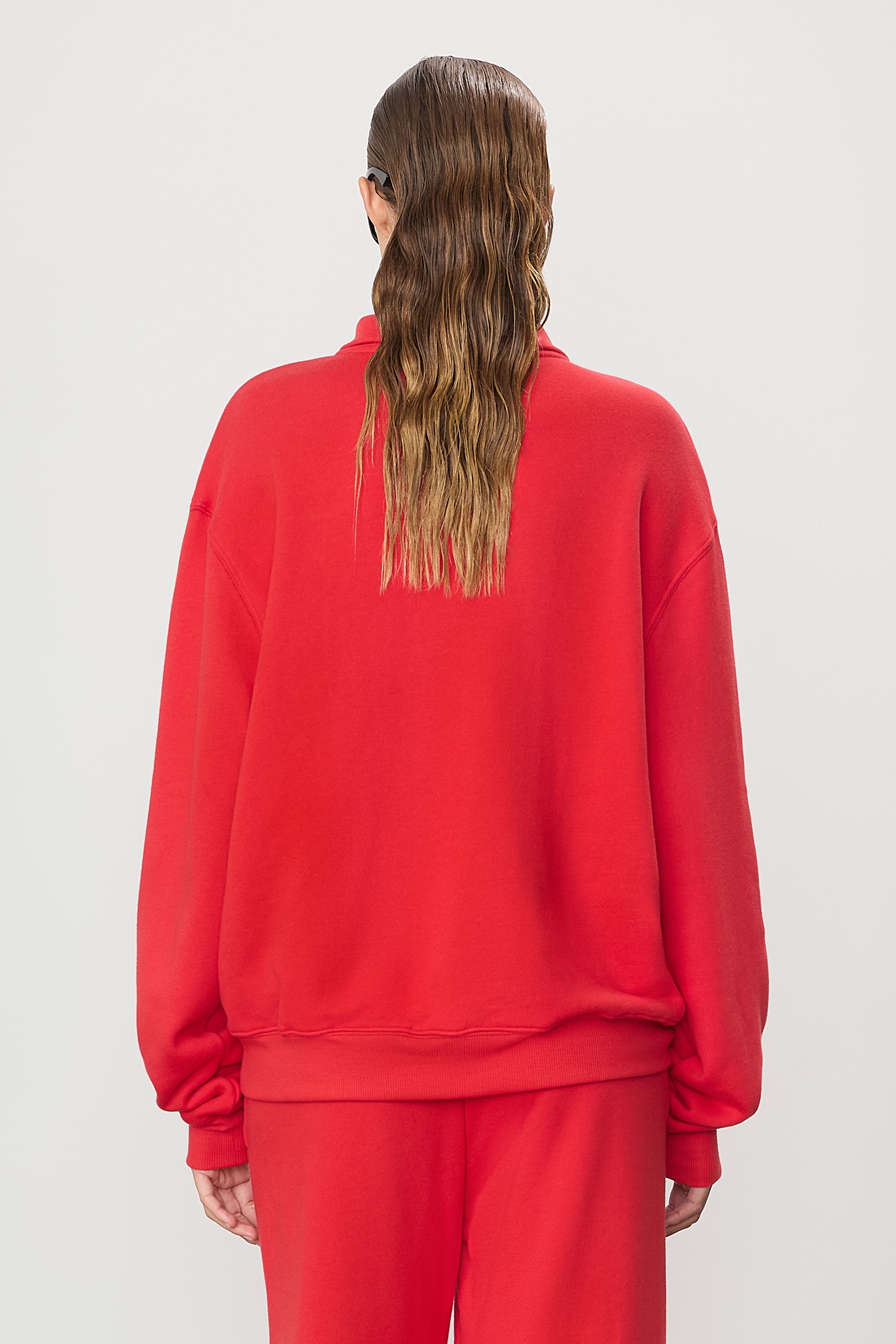 Zip-Up Polo Sweatshirt Rouge - ÉTERNE