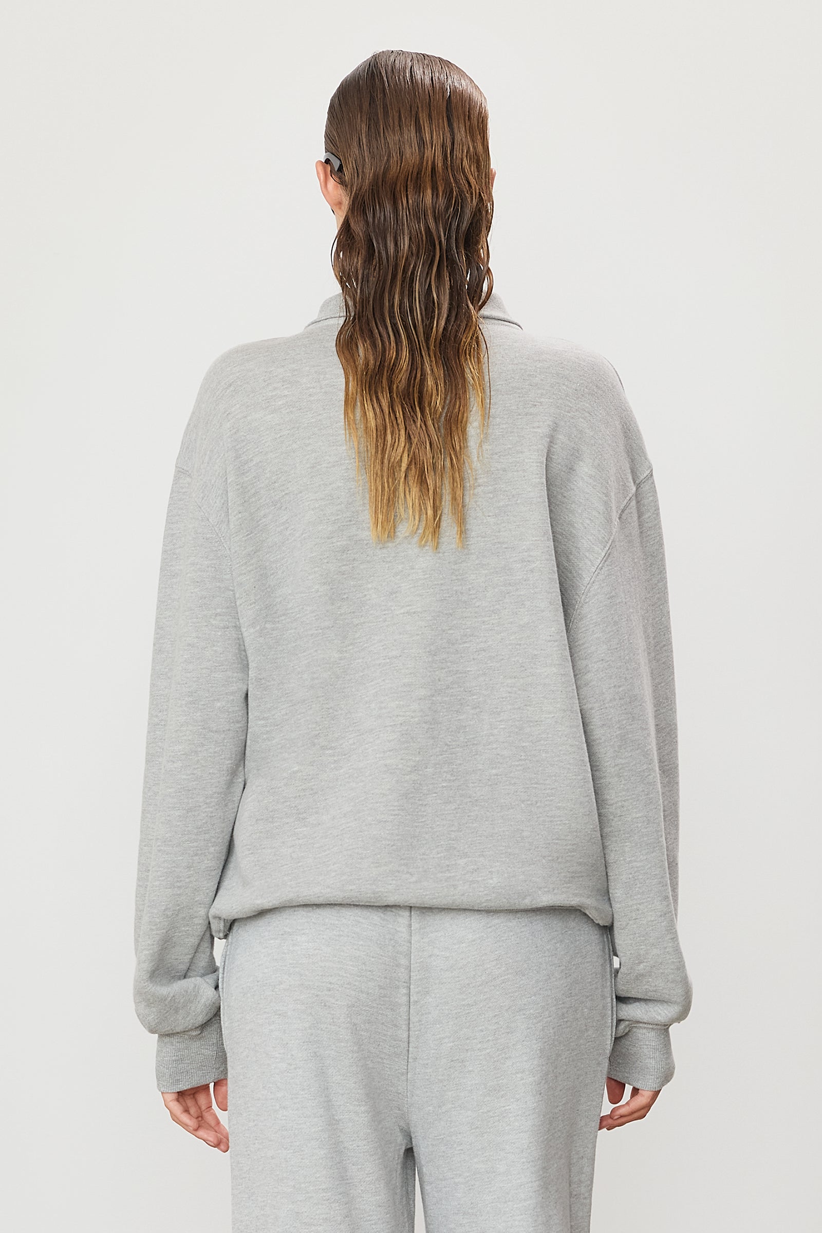 Zip-Up Polo Sweatshirt Heather Grey - ÉTERNE