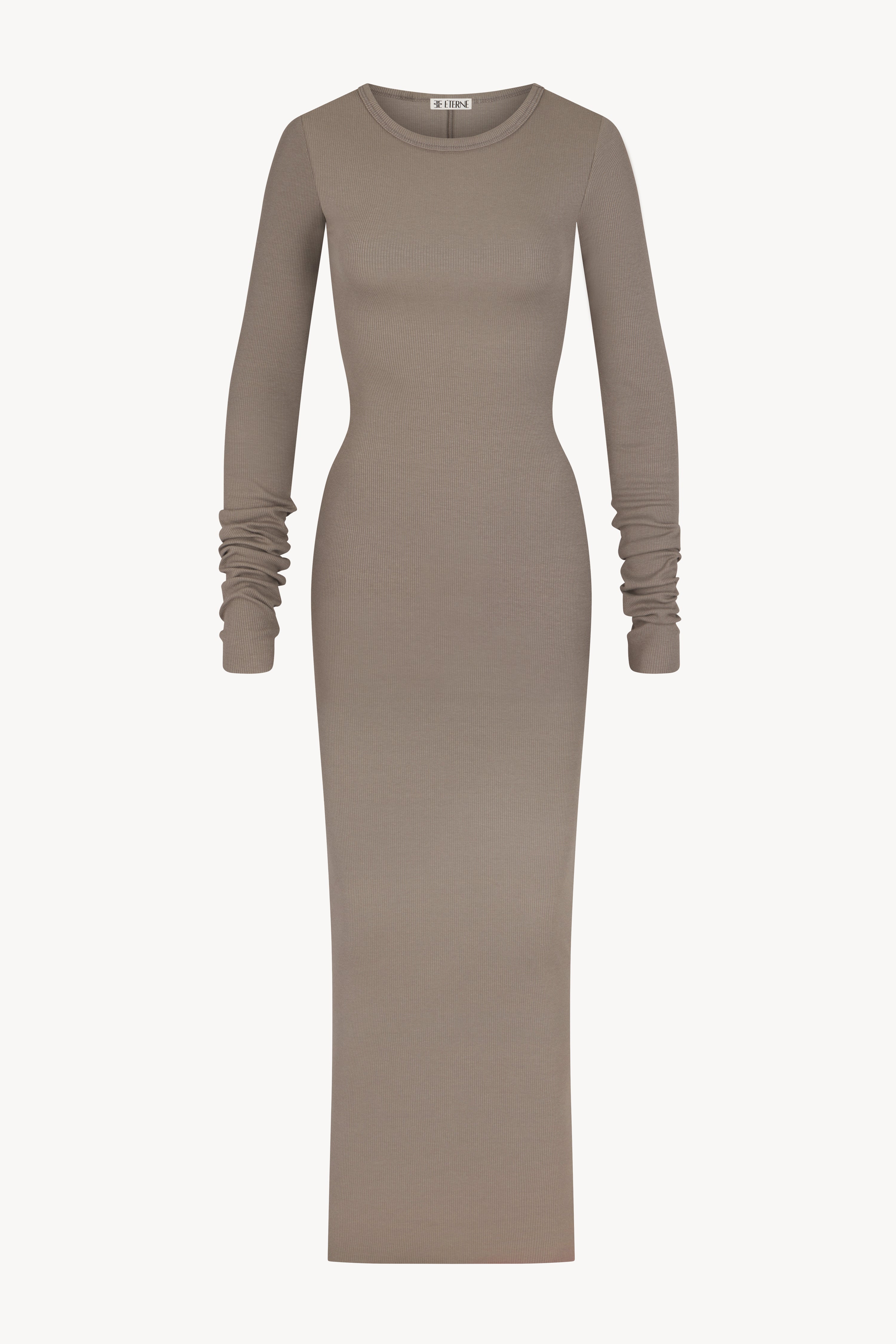 Long Sleeve Crewneck Maxi Dress Clay