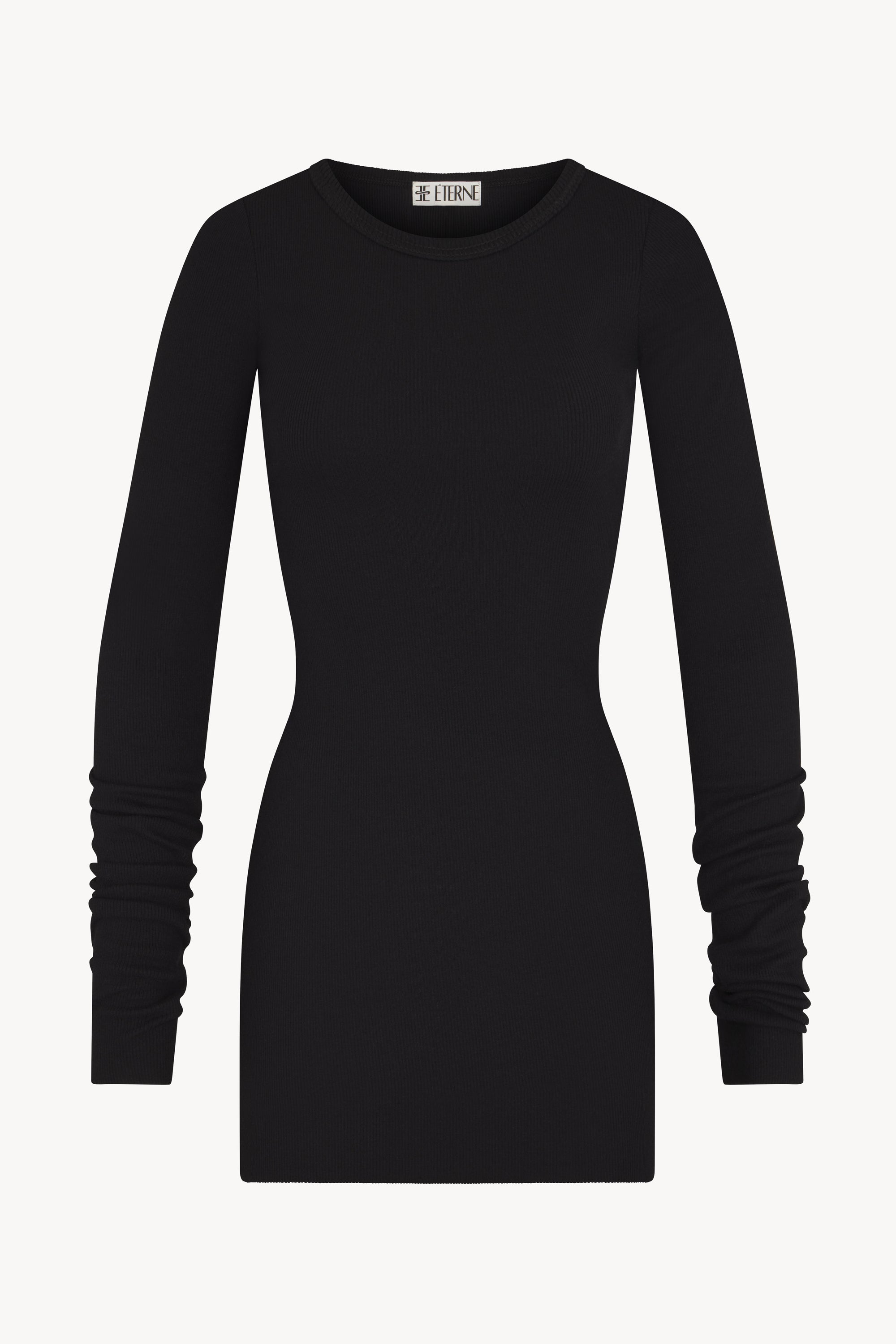 Eterne Long Sleeve Crewneck Mini Dress - Black Eterne Long Sleeve Crewneck Mini Dress - Black