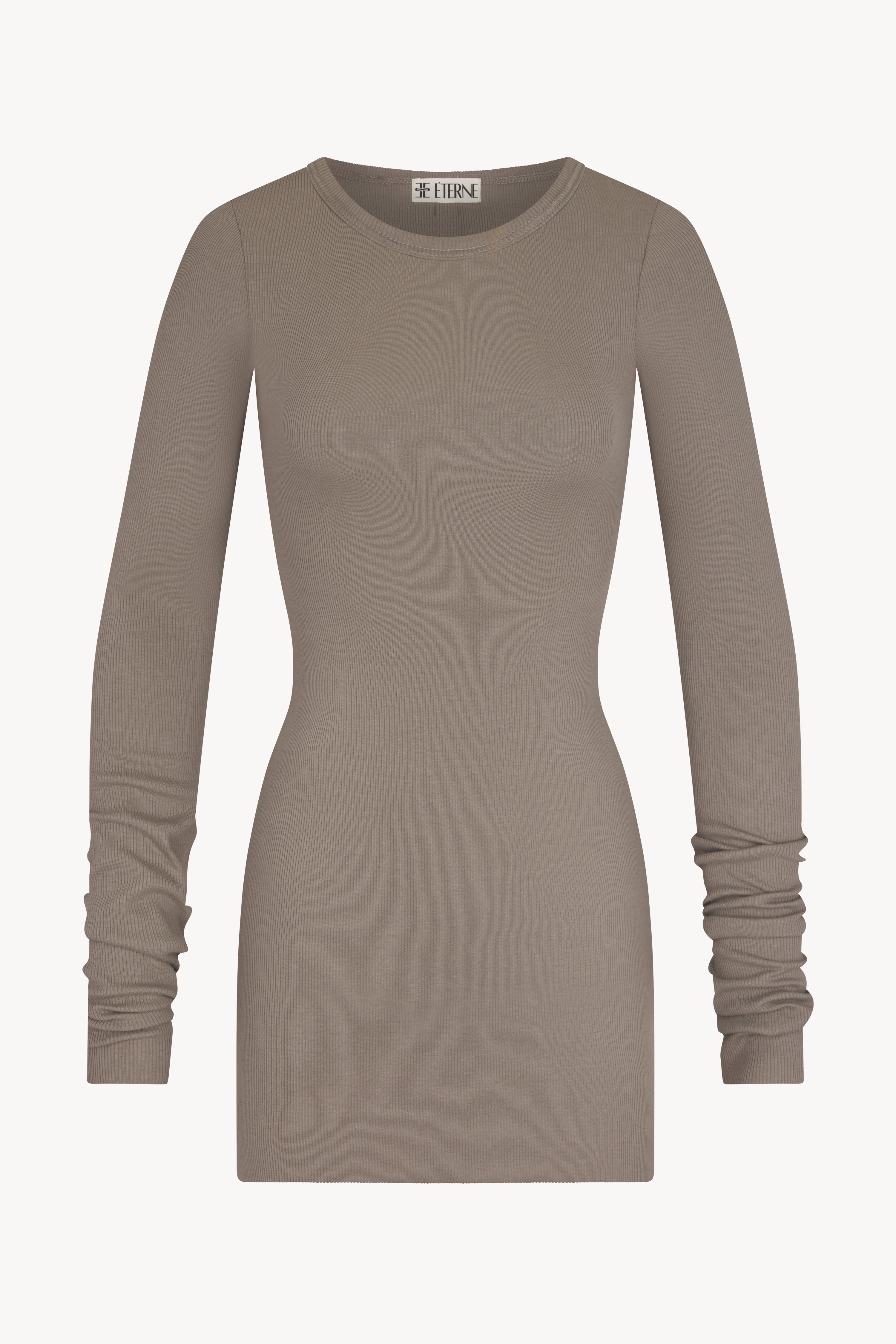 Long Sleeve Crewneck Mini Dress Clay