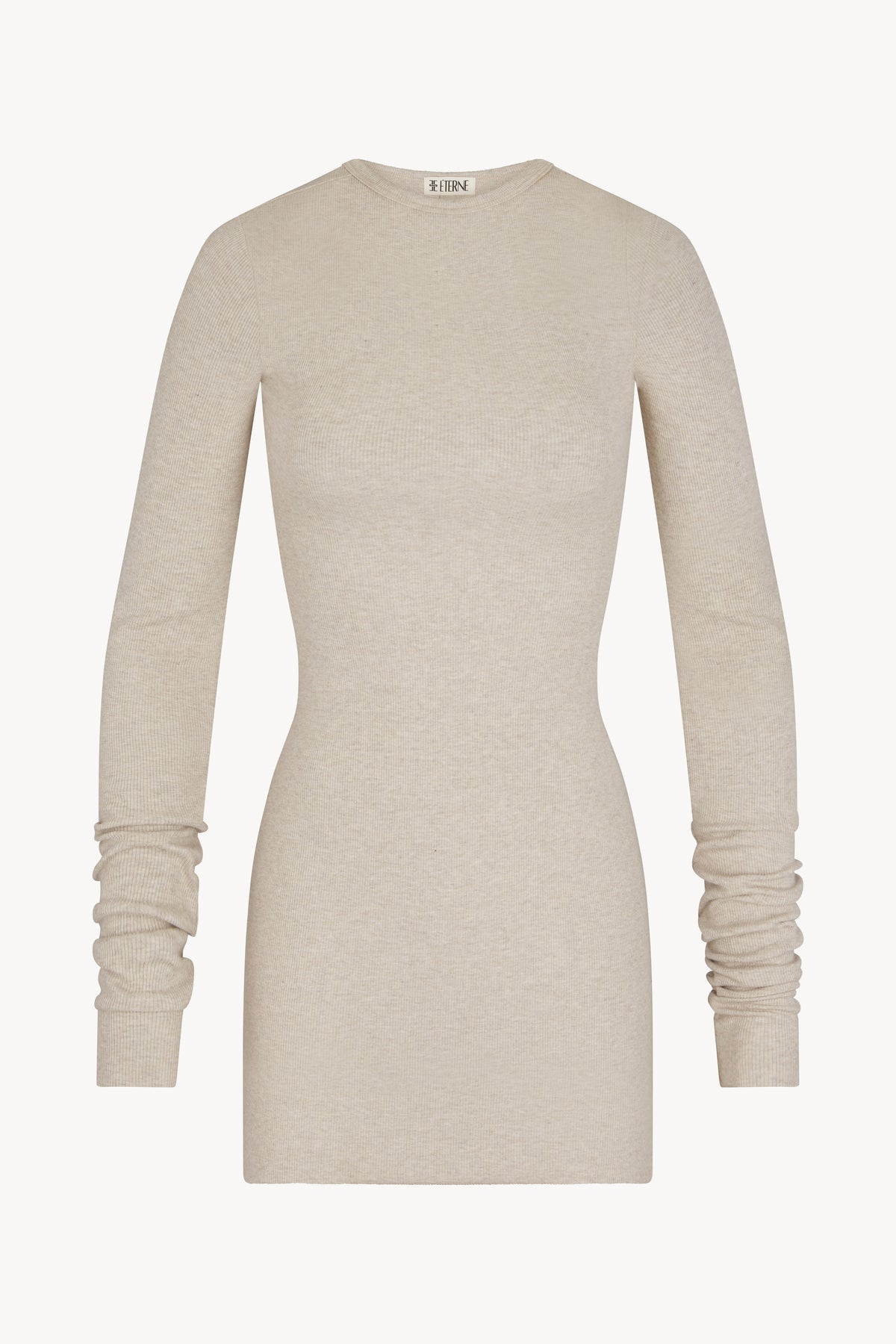 Long Sleeve Crewneck Mini Dress Heather Oatmeal