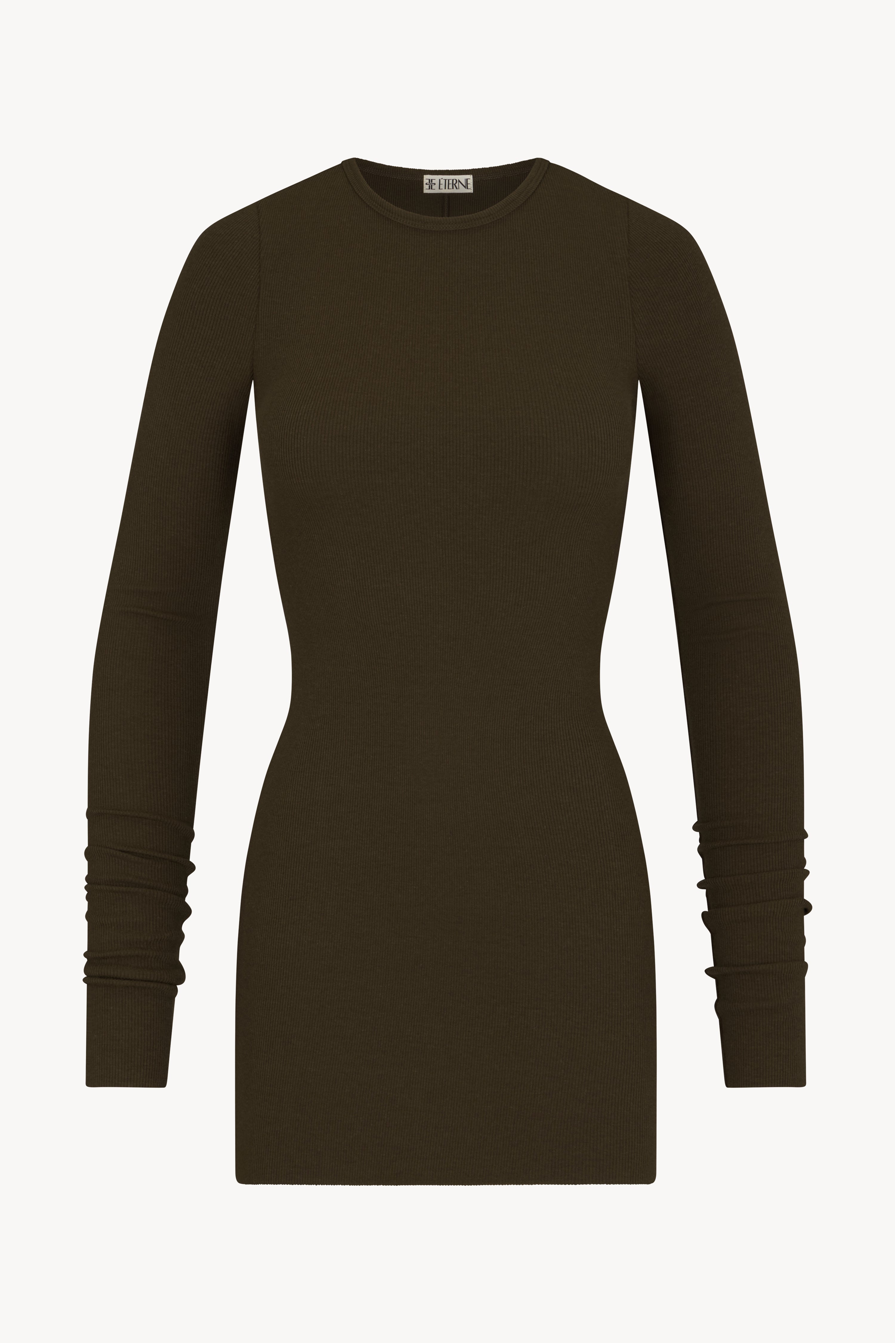 Long Sleeve Crewneck Mini Dress Moss