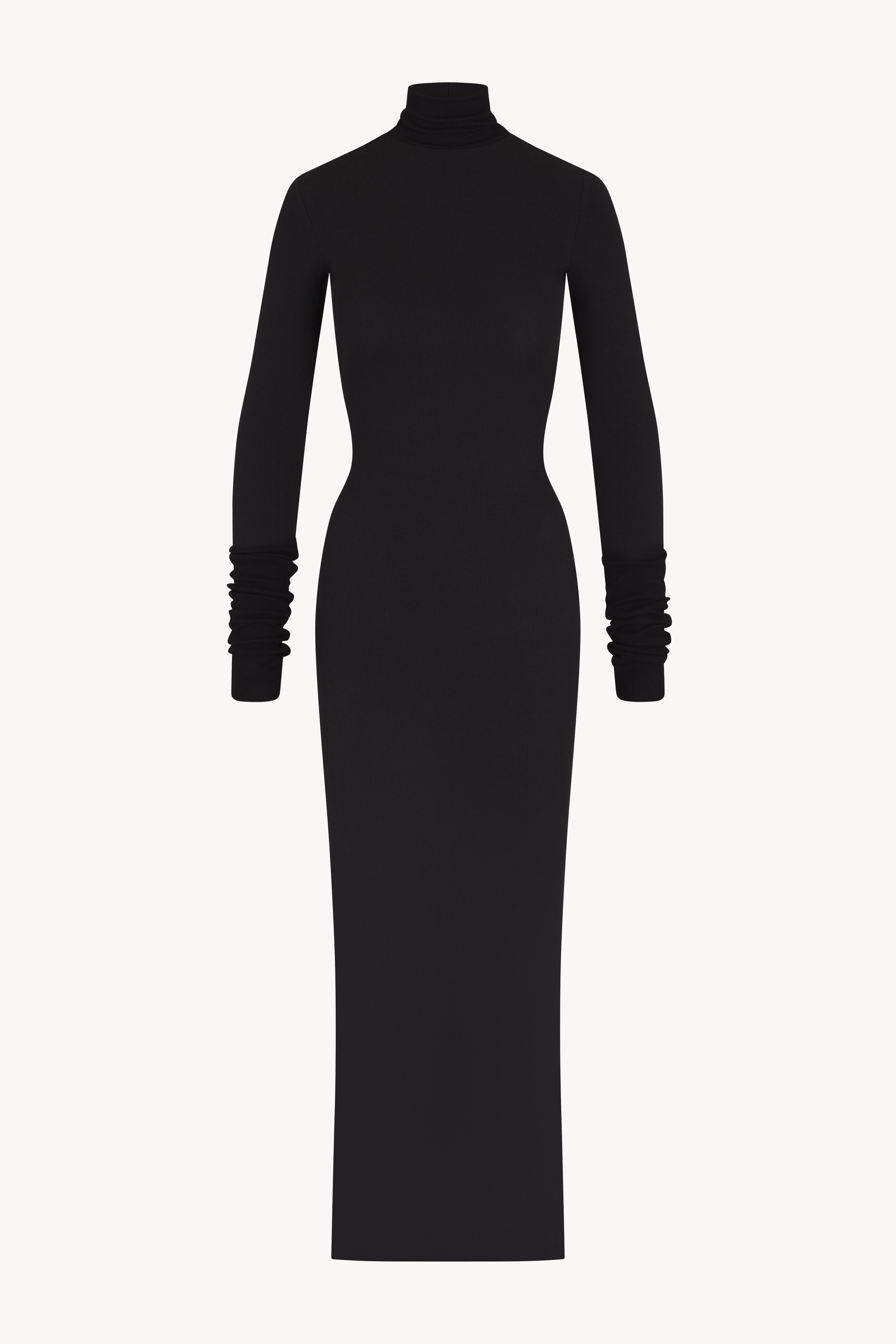 Long Sleeve Turtleneck Maxi Dress Black – ETERNE