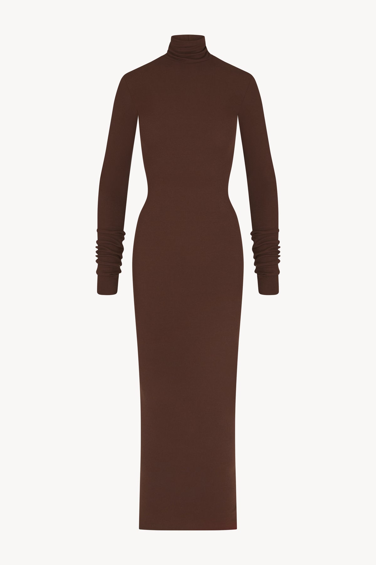 Long Sleeve Turtleneck Maxi Dress Chocolate