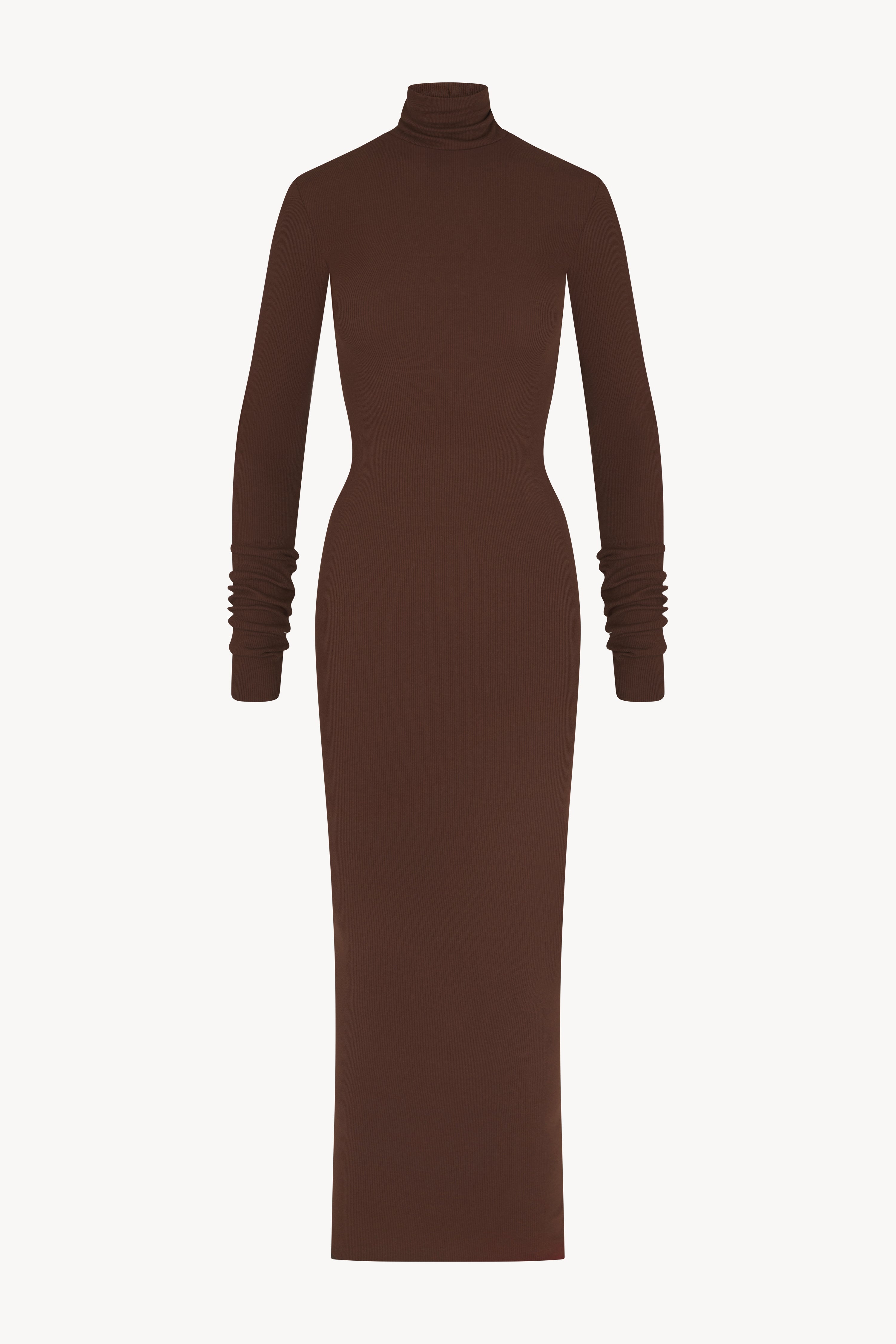 brown turtleneck maxi dress Riana Turtleneck Twist Front Maxi Dress