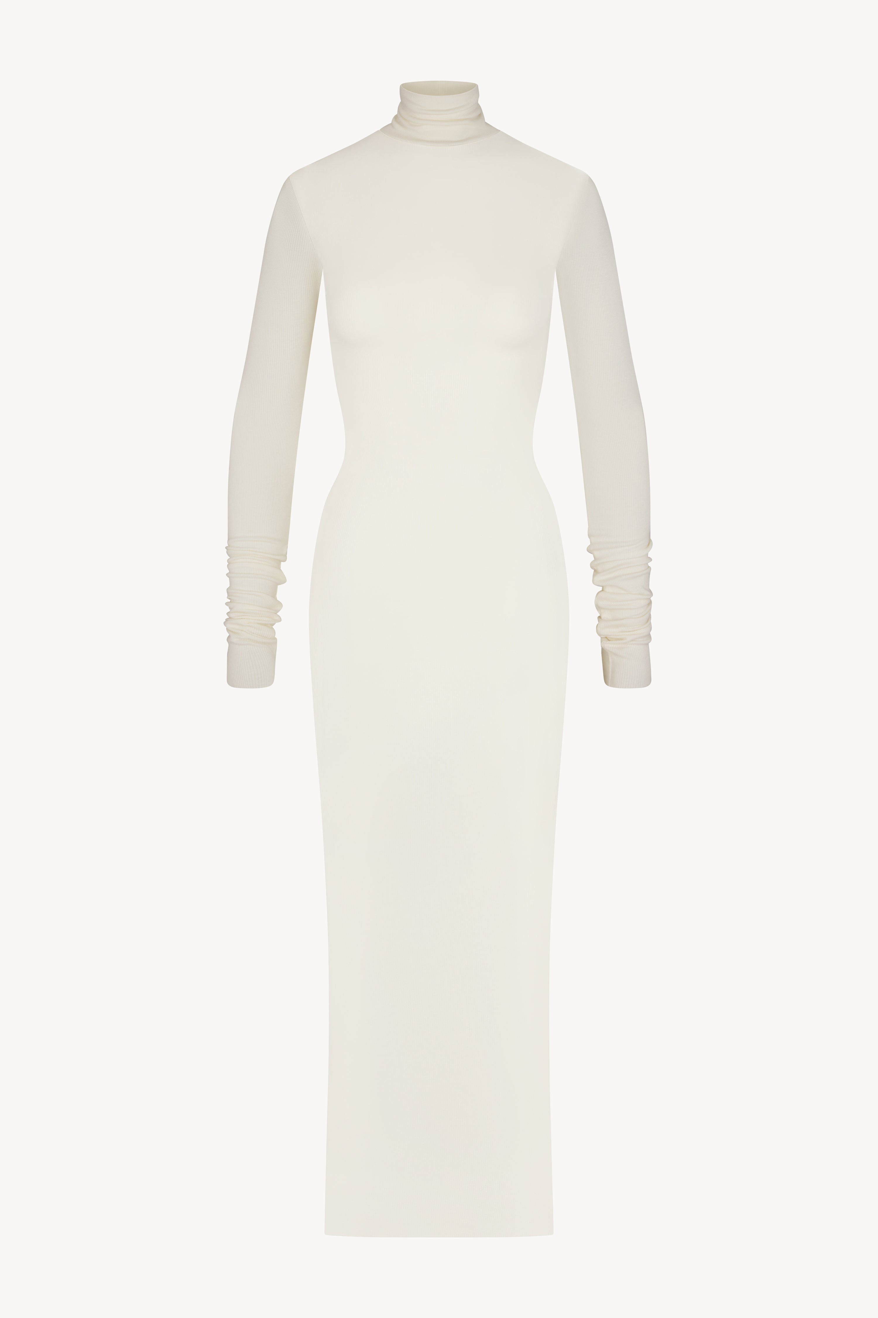 Long Sleeve Turtleneck Maxi Dress Cream