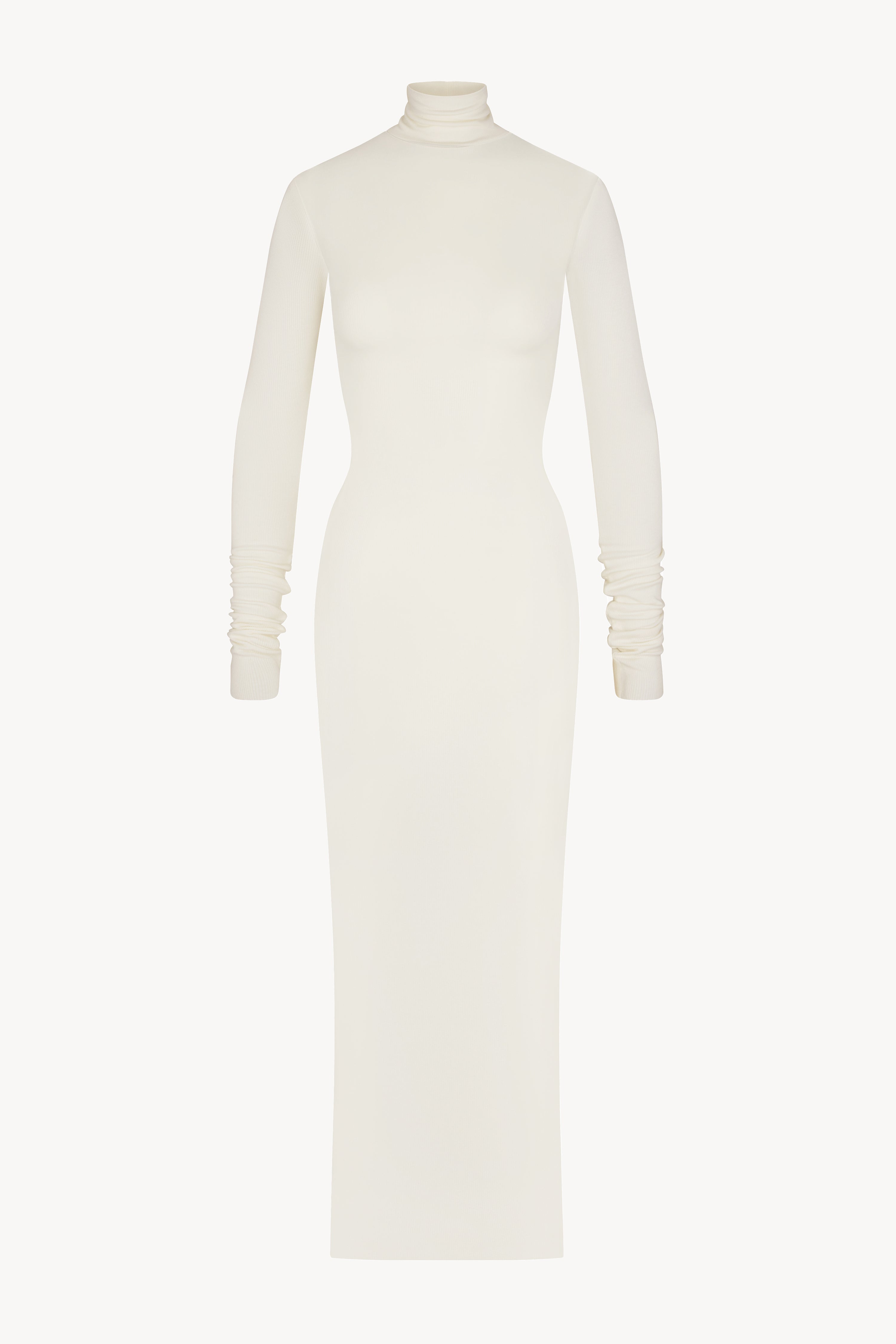 Long Sleeve Turtleneck Maxi Dress Cream