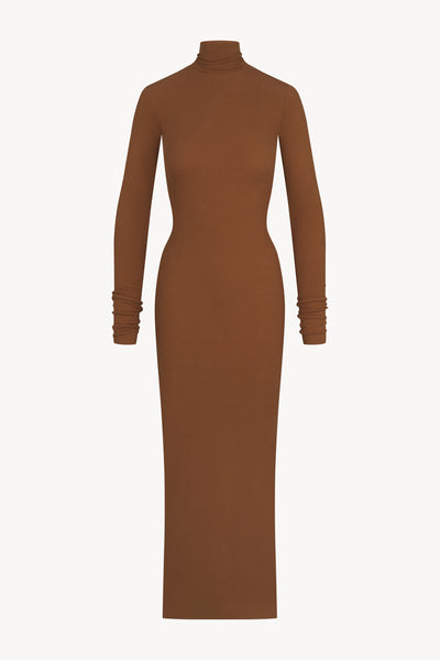 Long Sleeve Turtleneck Maxi Dress Earth