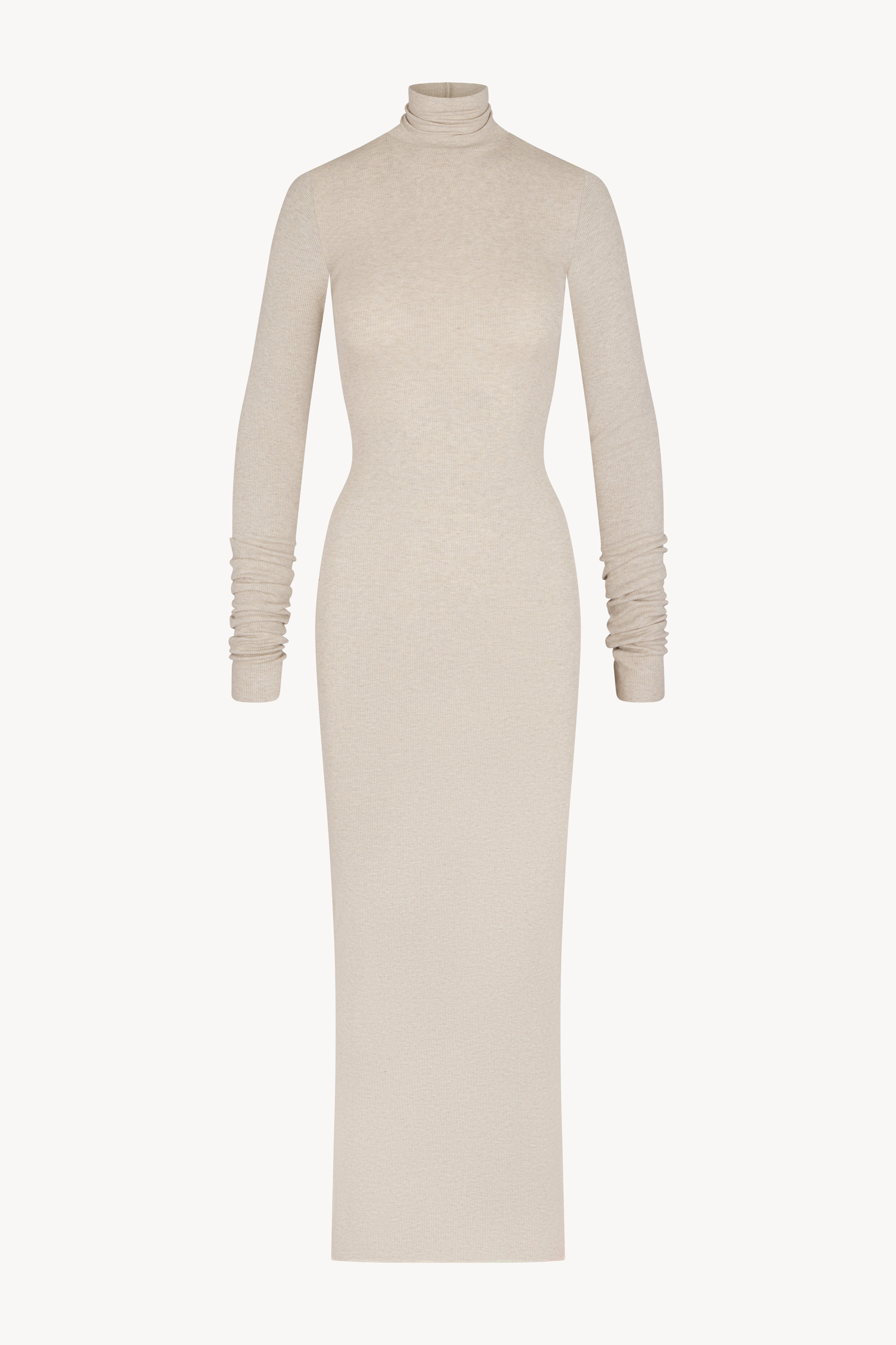 Long Sleeve Turtleneck Maxi Dress Heather Oatmeal