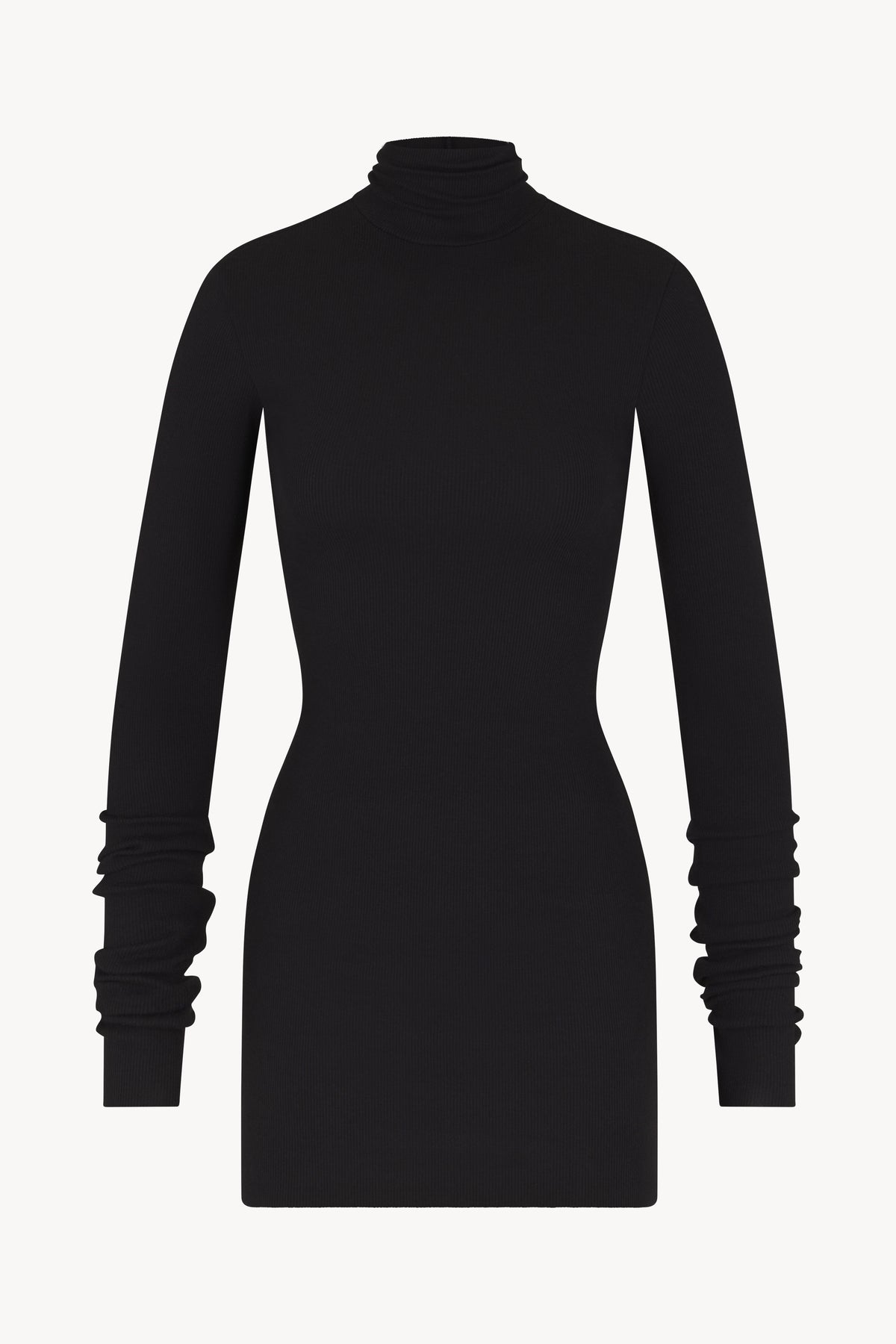 Long Sleeve Turtleneck Mini Dress Black