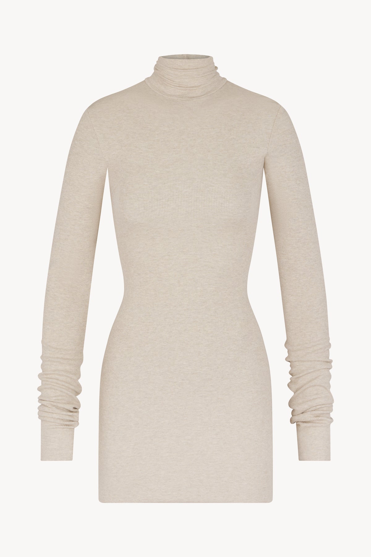 Long Sleeve Turtleneck Mini Dress Heather Oatmeal