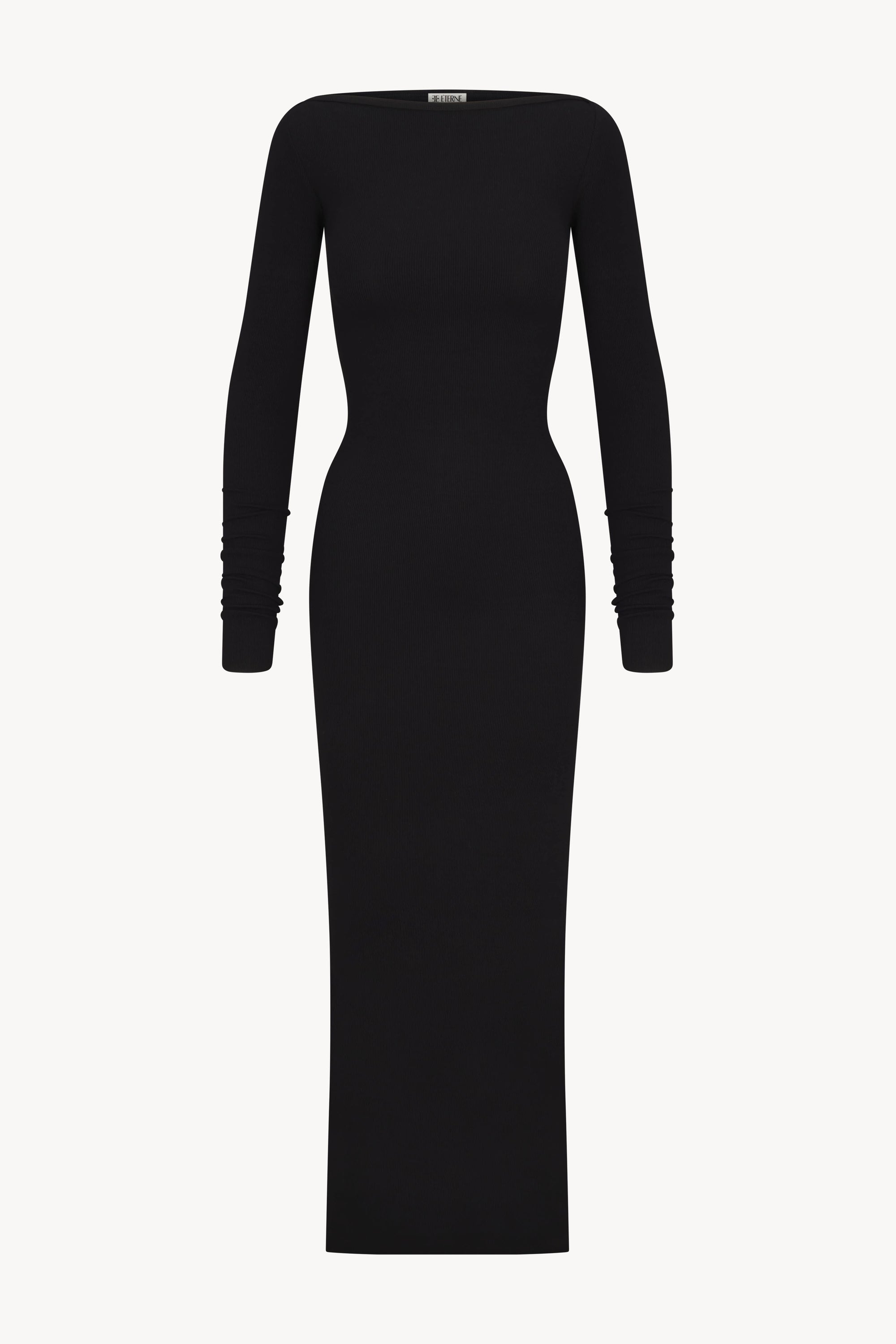 boat neck black dress long sleeve LONG BLACK BOAT NECK DRESS