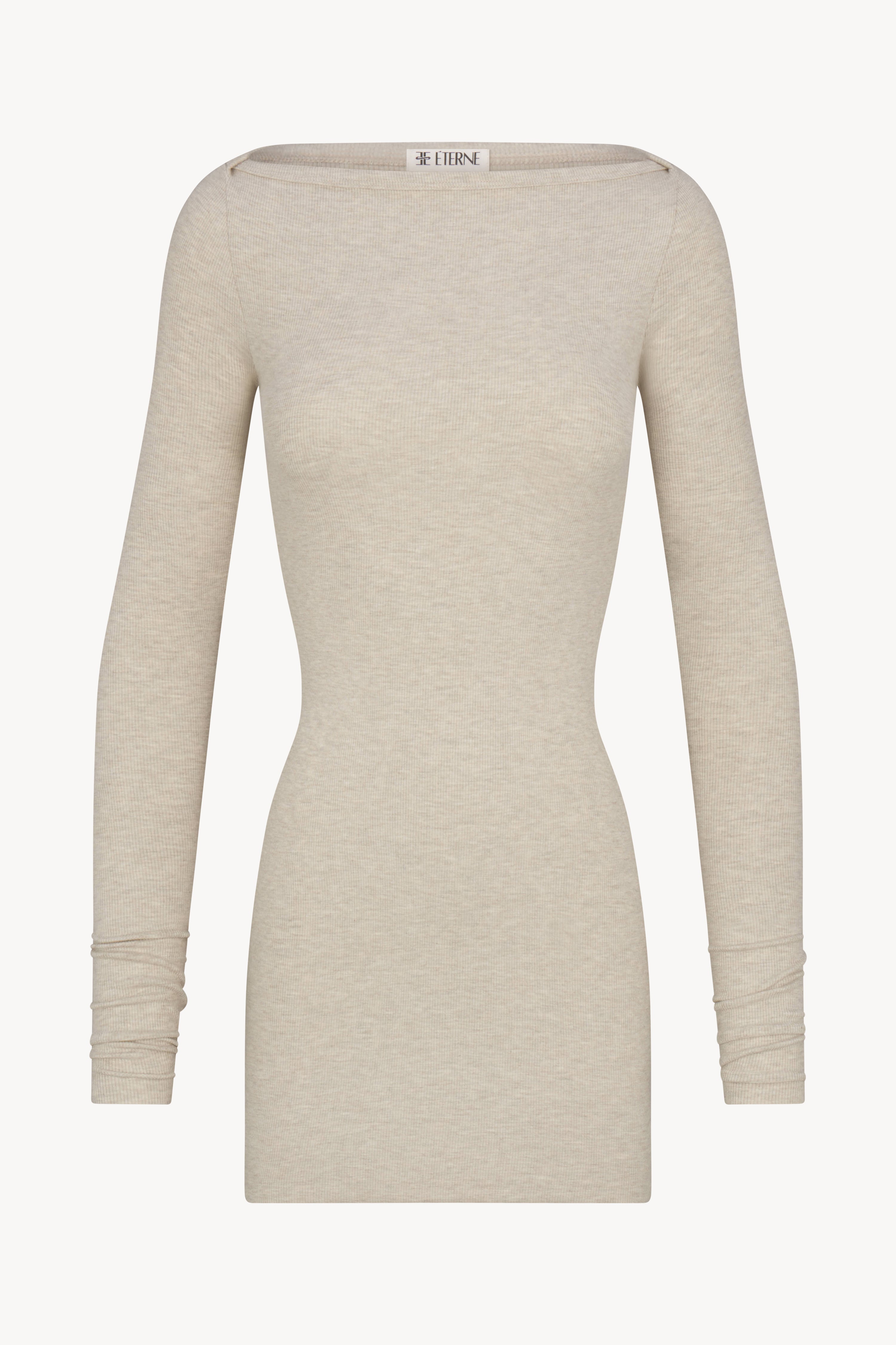 boat neck long sleeve mini dress LONG SLEEVE BOATNECK MINI DRESS