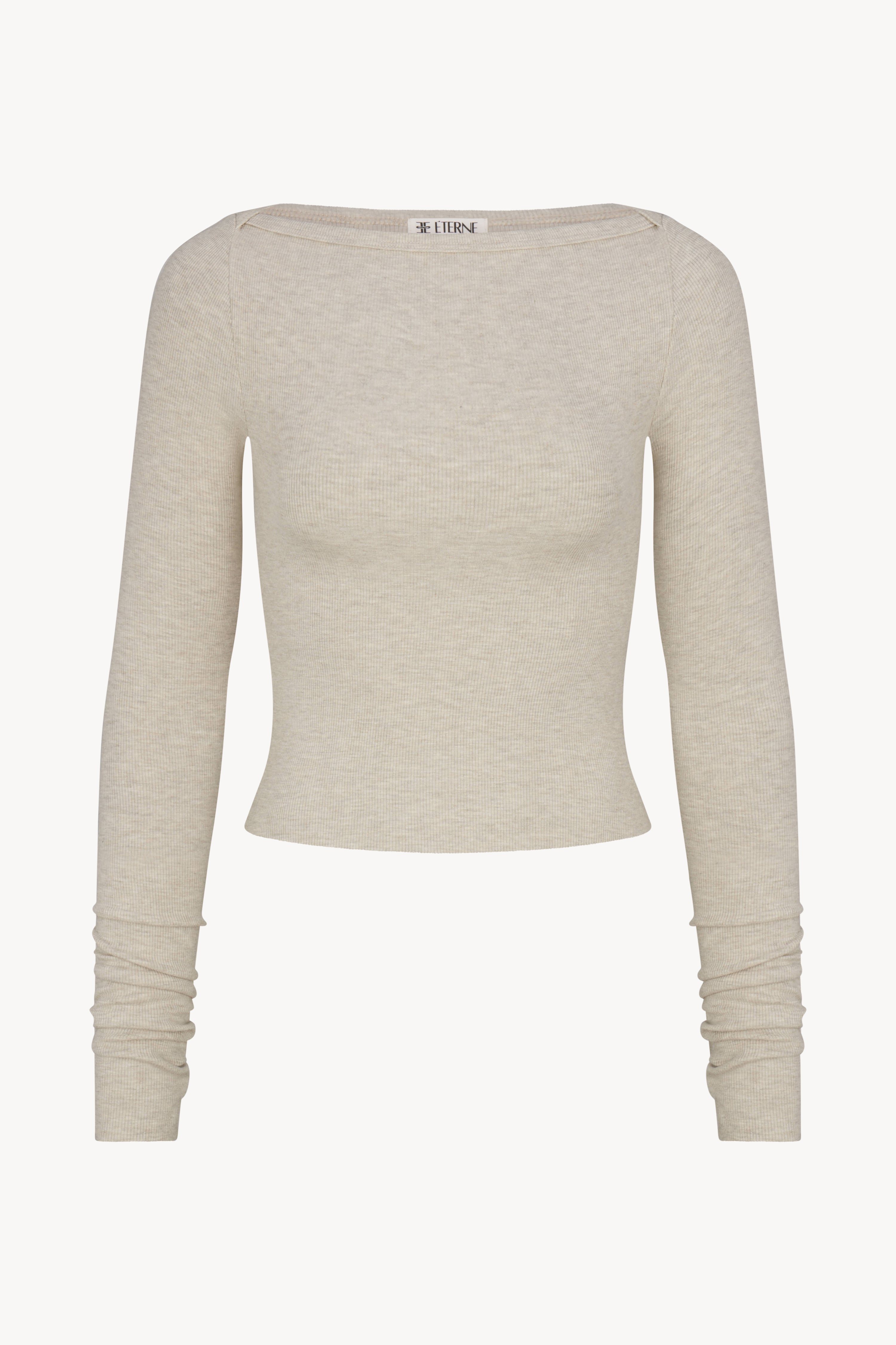 Long Sleeve Boatneck Top | Butter Rib | Heather Oatmeal