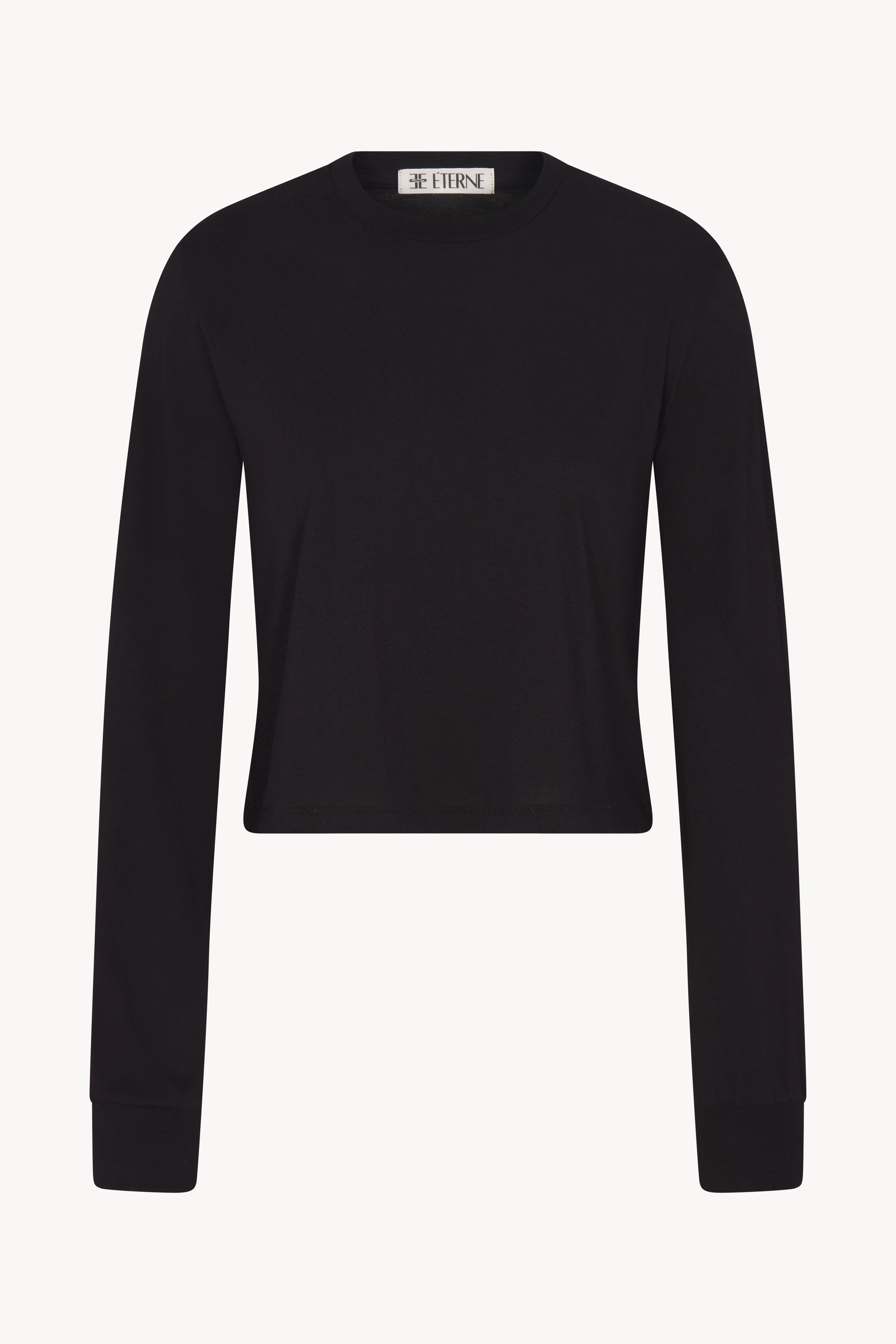 Long Sleeve Boxy Tee | Cotton Modal | Black