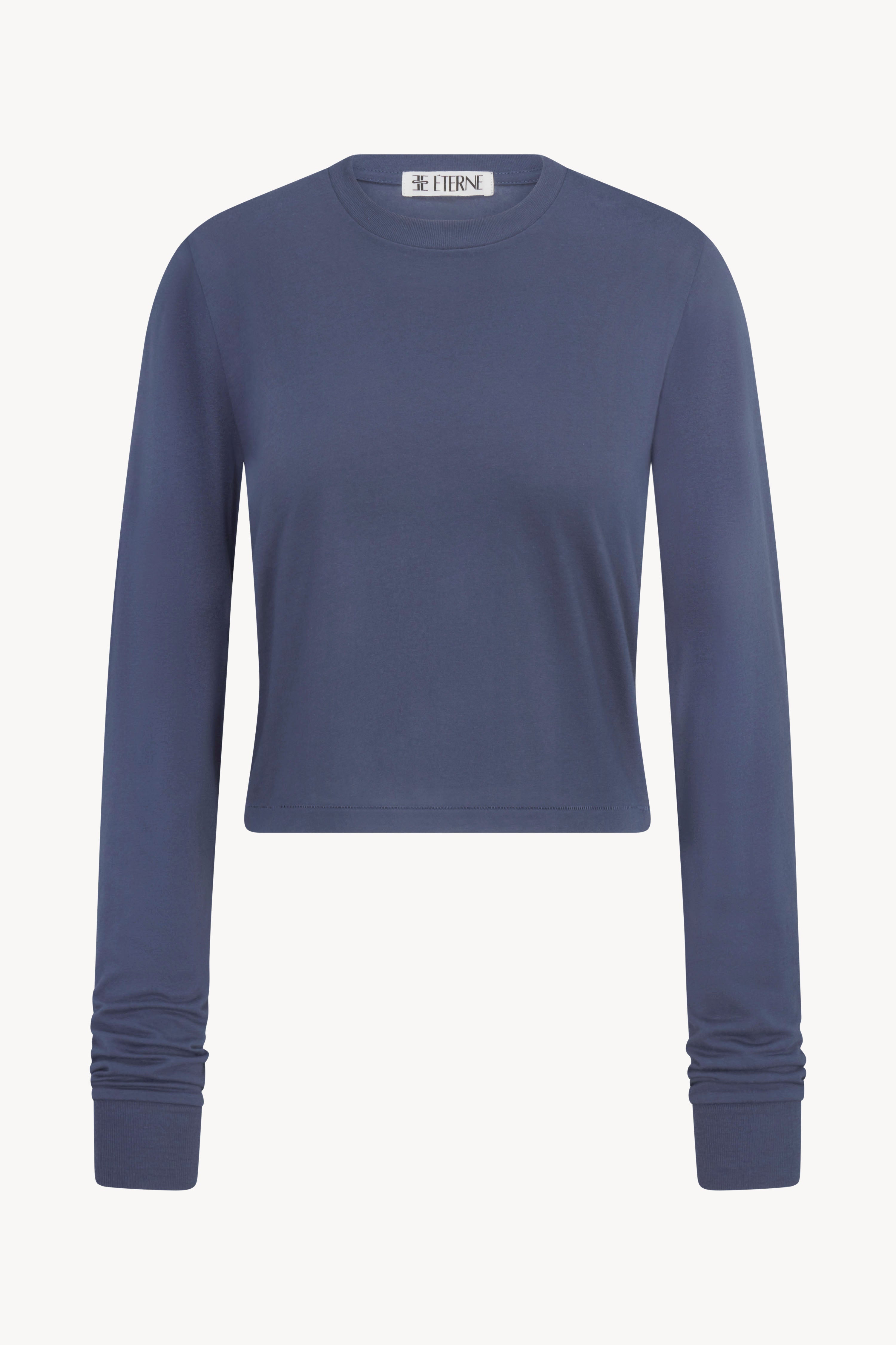 Long Sleeve Boxy Tee | Cotton Modal | Washed Navy