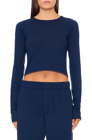 [ ]Long-Sleeve Monogram Baby Crop T-shirt 人気 Calvin Klein]Long-Sleeve Monogram Baby Crop T-shirt 人気