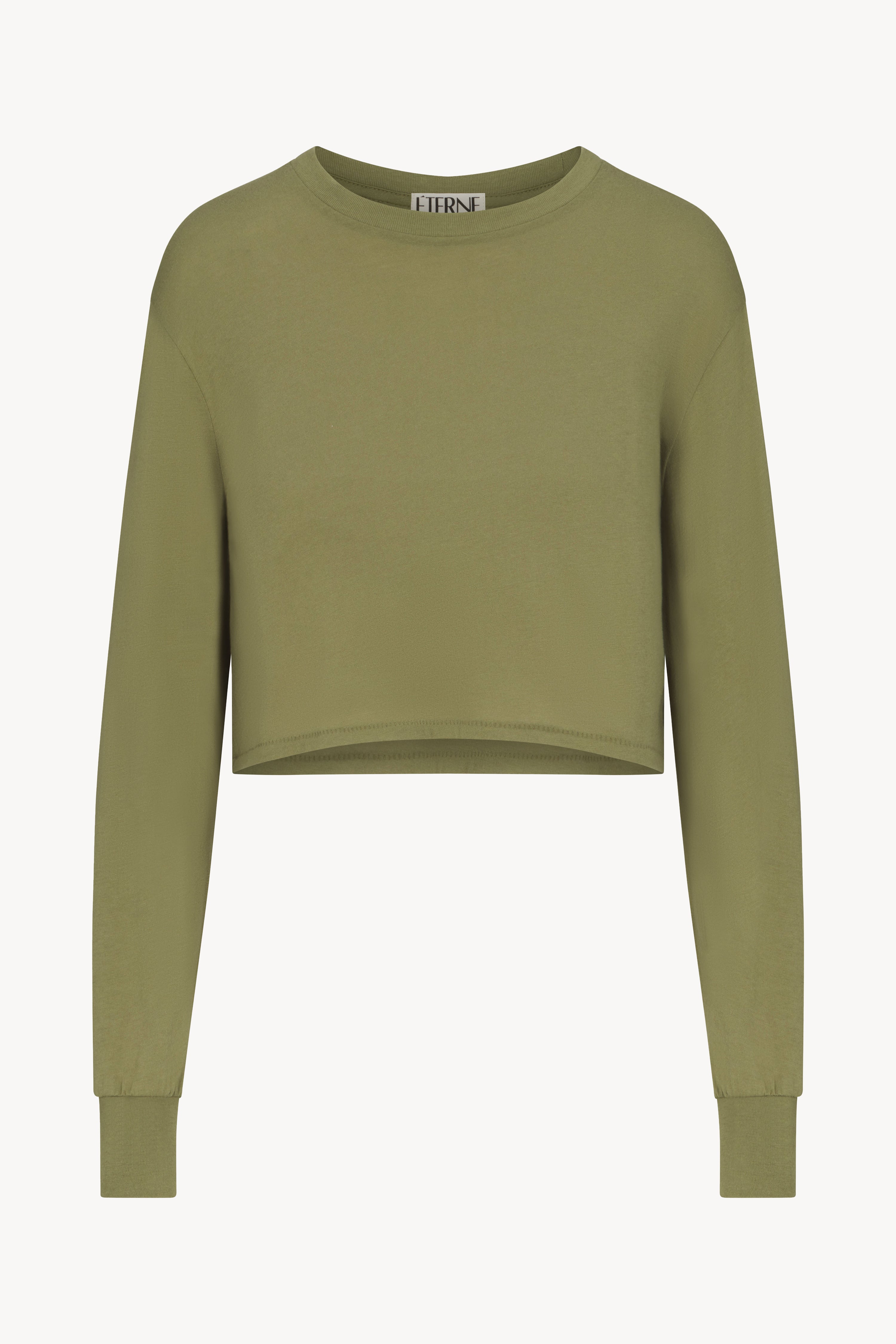 Long Sleeve Cropped T-Shirt Olive