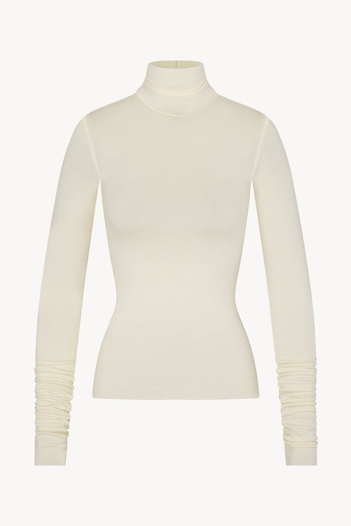 Fitted Turtleneck Top | Soft Jersey | Cream
