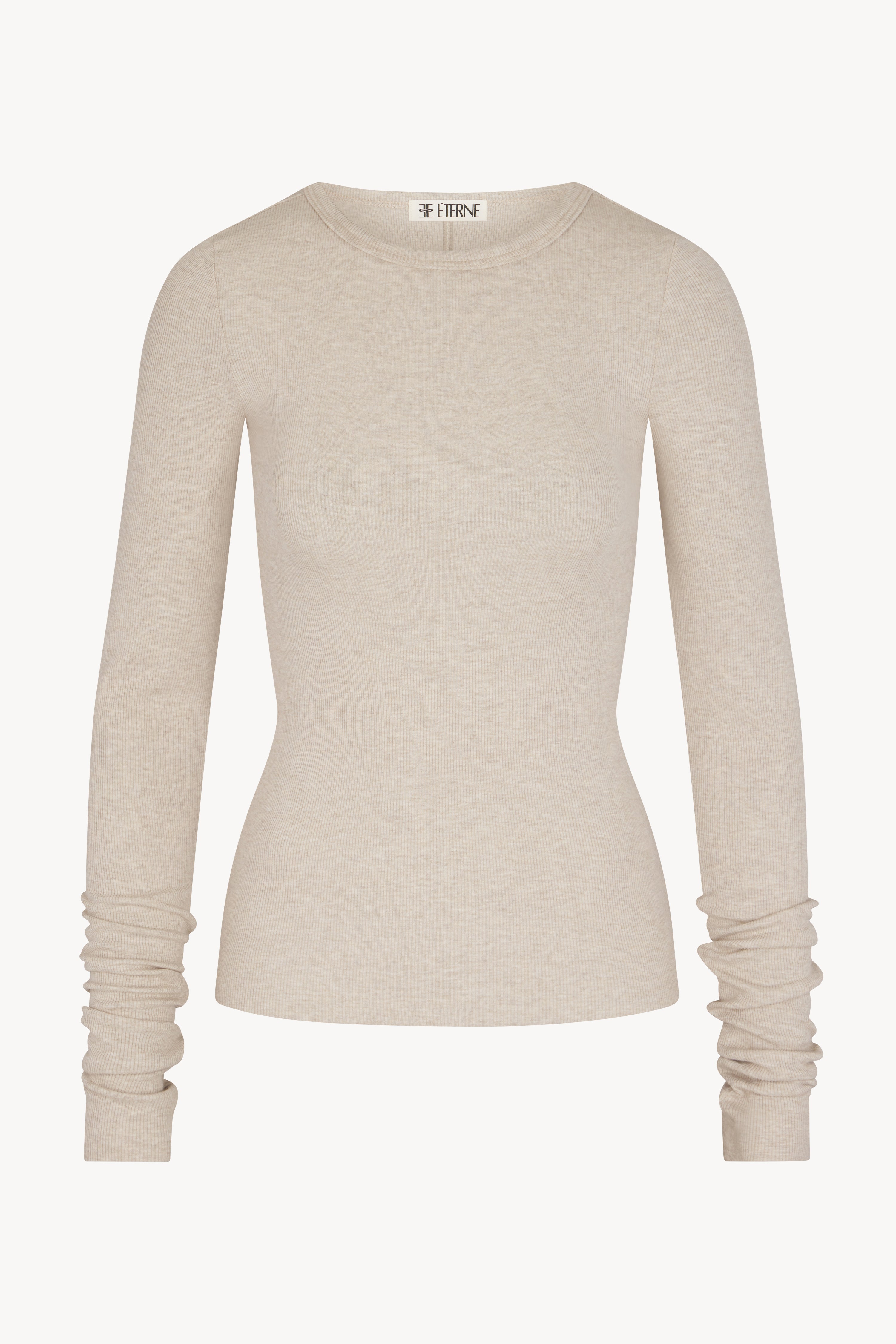 Long Sleeve Fitted Top Heather Oatmeal