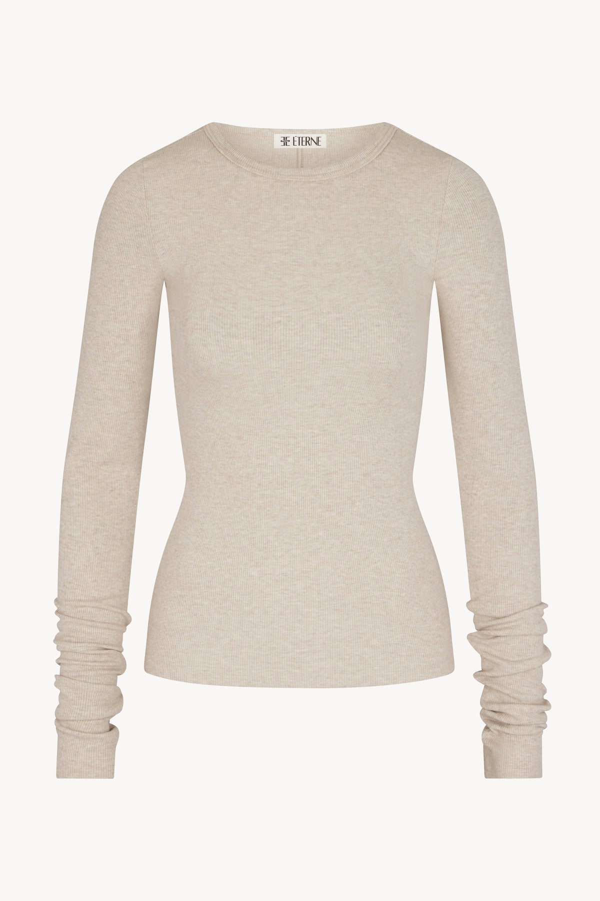 Long Sleeve Fitted Top Heather Oatmeal