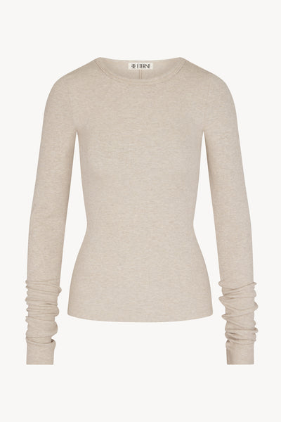 Long Sleeve Fitted Top Heather Oatmeal