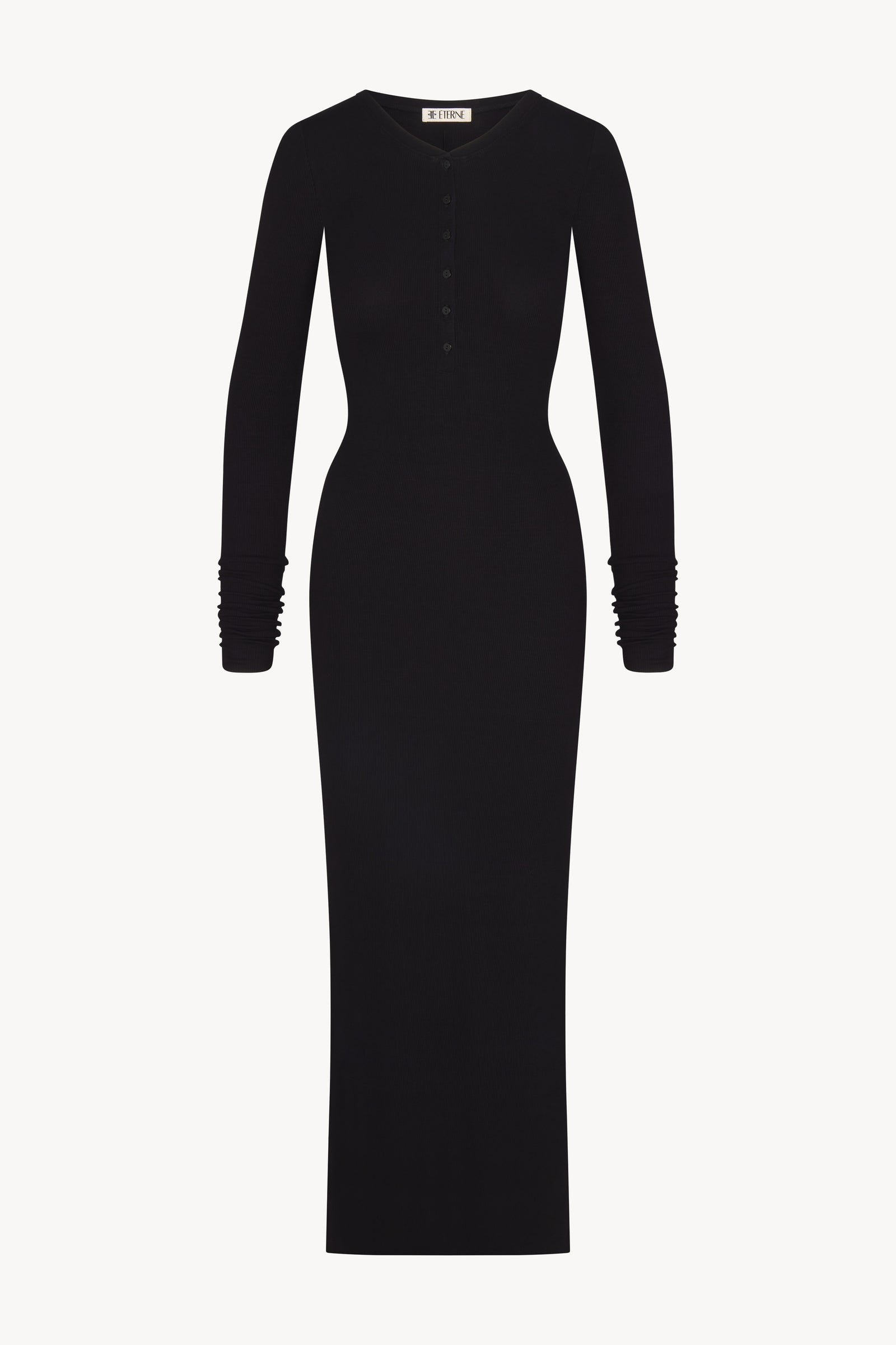 LONG SLEEVE HENLEY MAXI DRESS - ÉTERNE