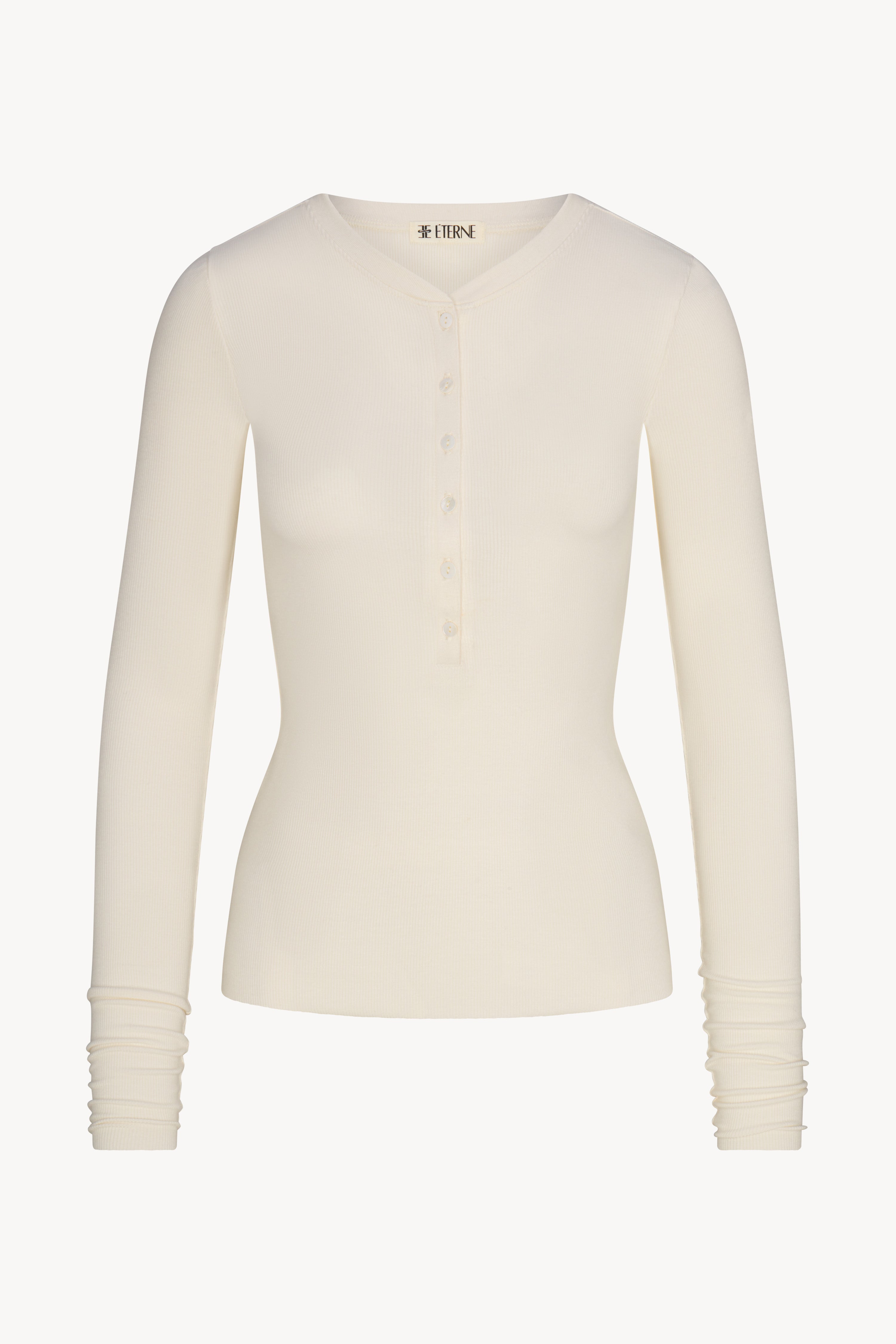 Long Sleeve Henley | Butter Rib | Cream
