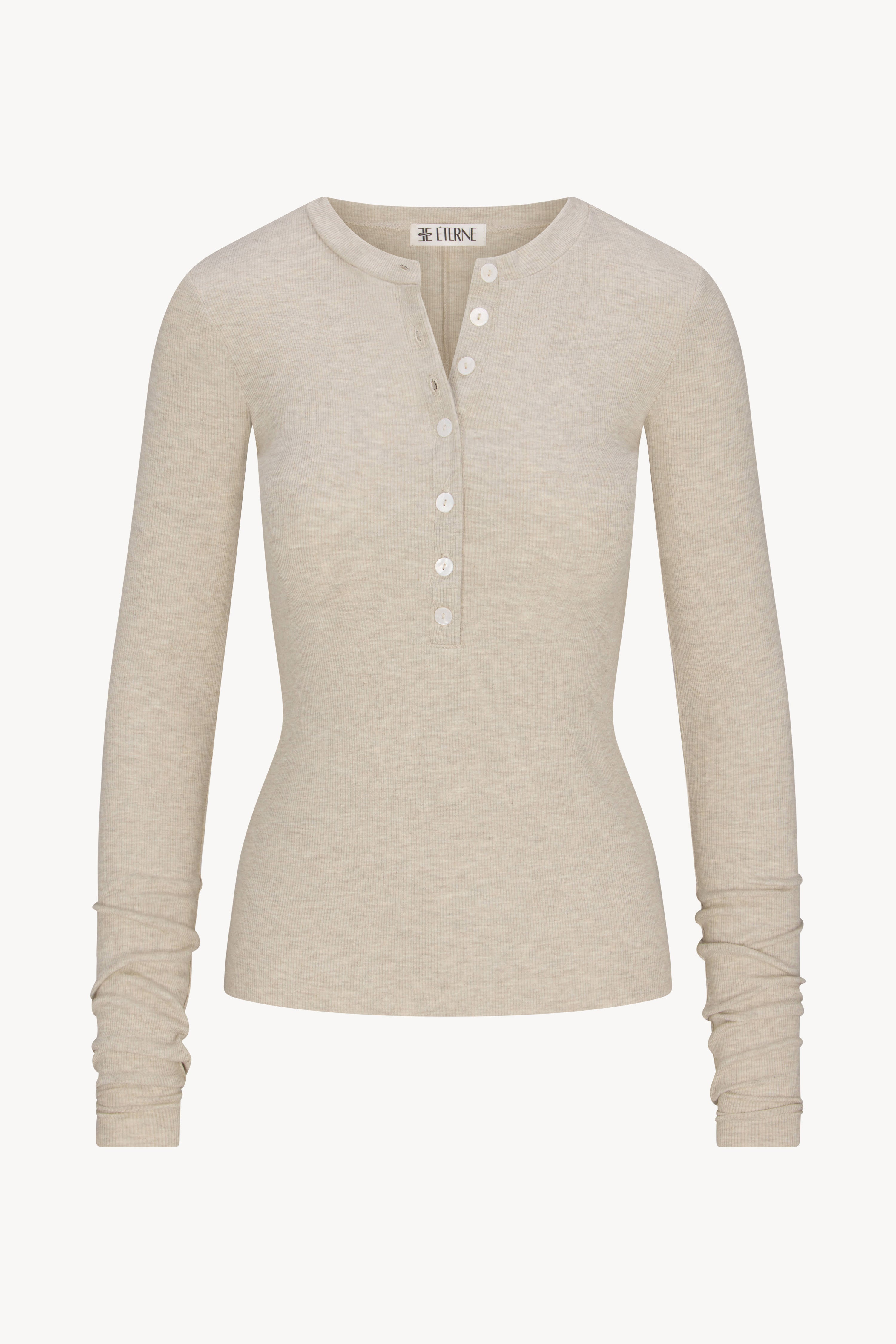 Long Sleeve Henley | Butter Rib | Heather Oatmeal