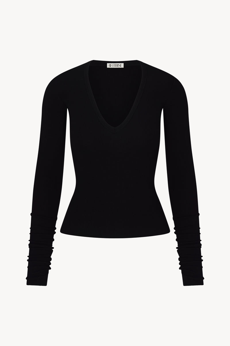 LONG SLEEVE V-NECK TOP