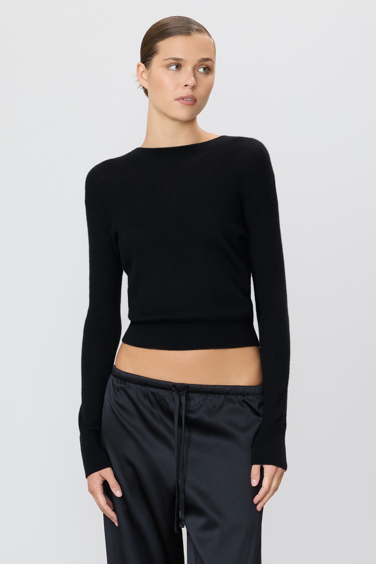 Cashmere Ribbed Slouchy Toque