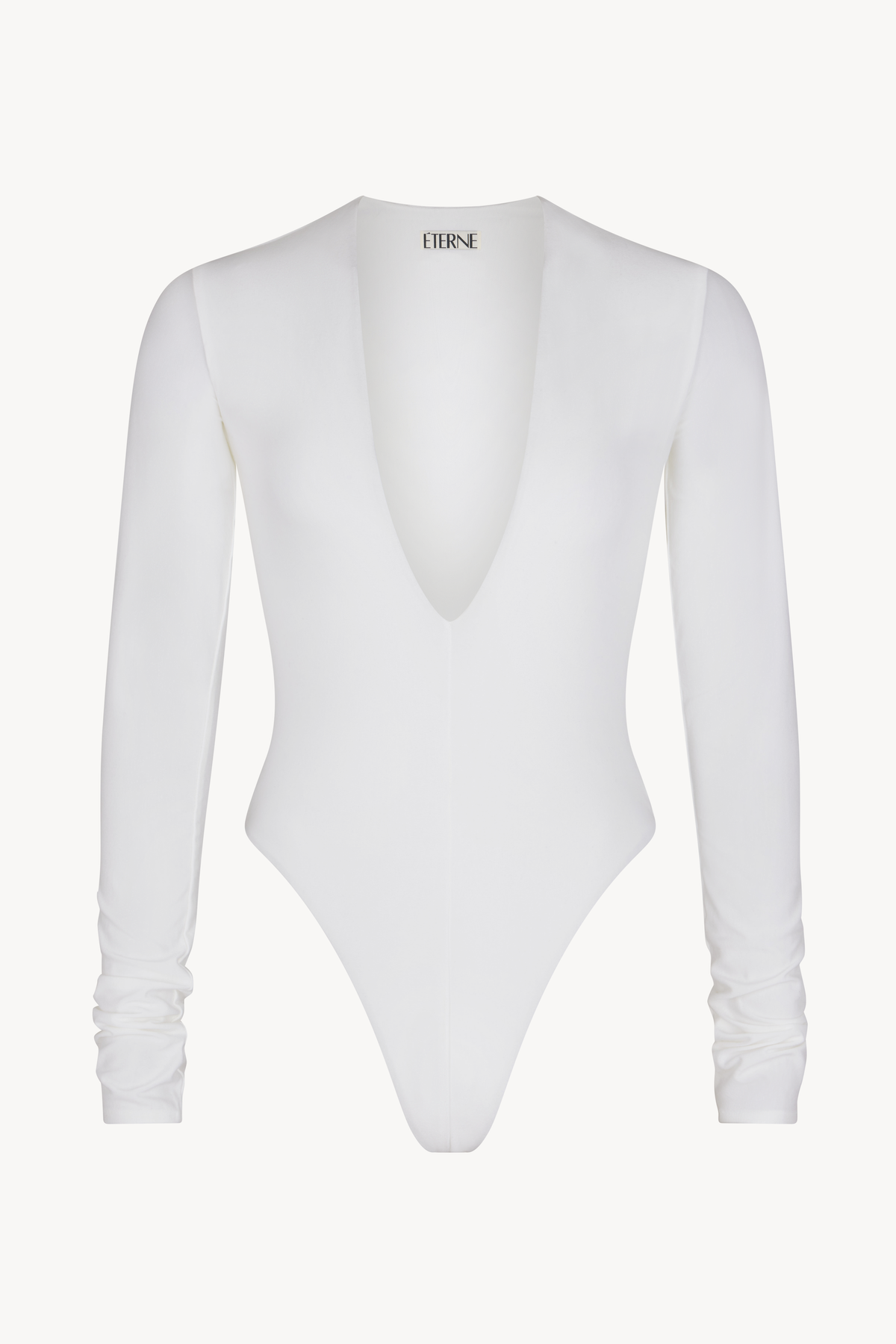 Long Sleeve Deep V Bodysuit Ivory