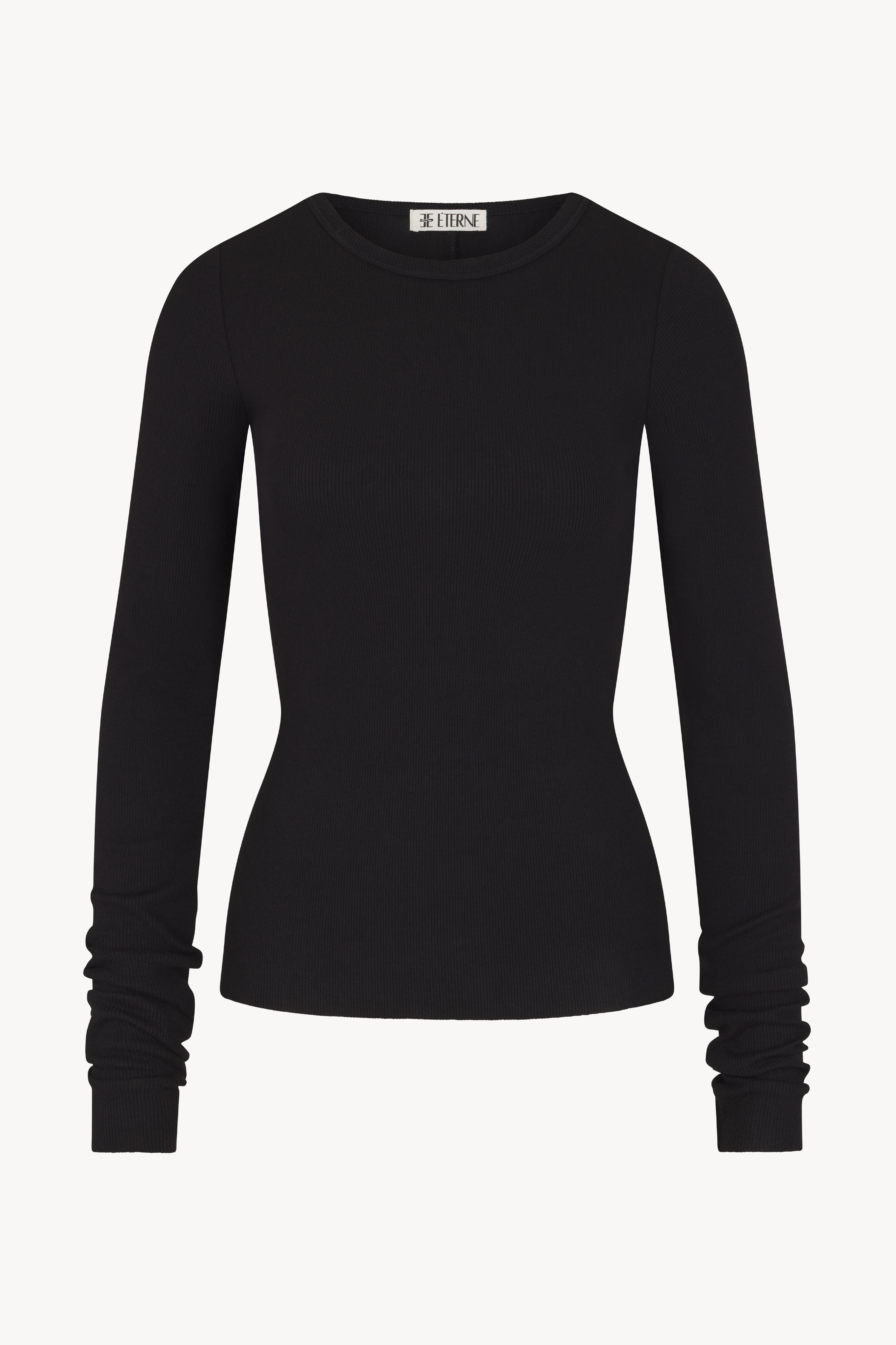 Eterne Long Sleeve Fitted Top in Black S