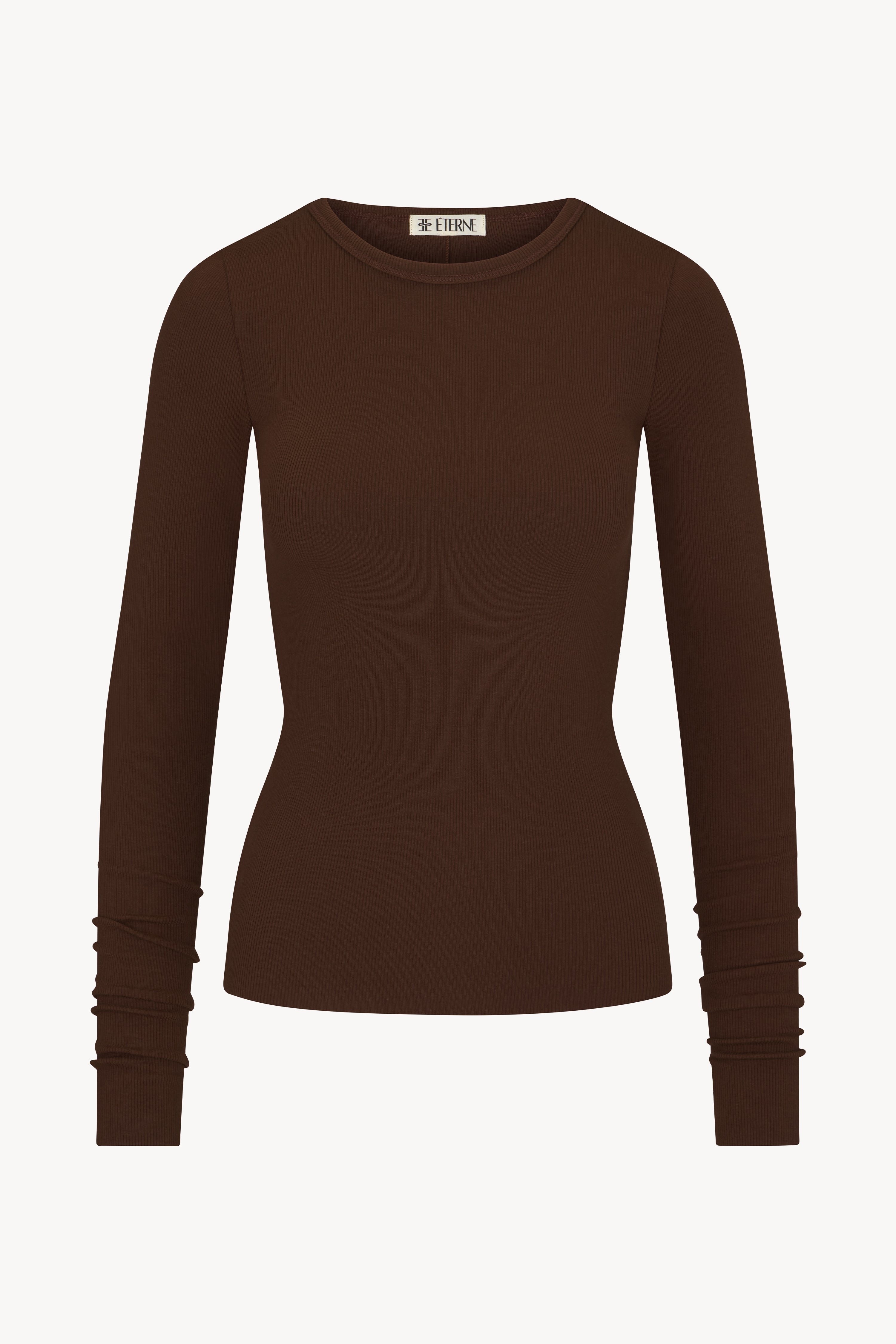 Long Sleeve Fitted Top Chocolate