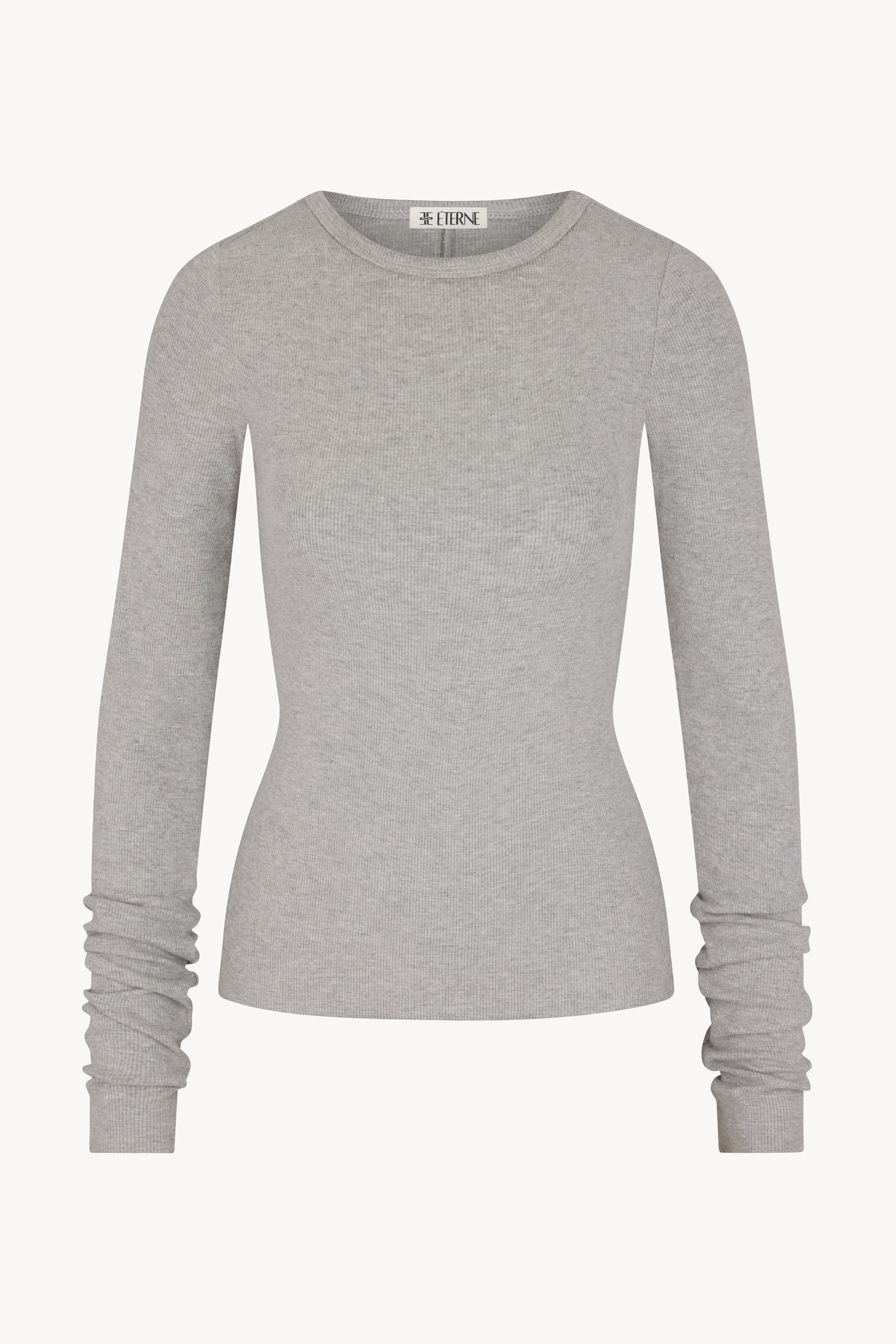 Long Sleeve Fitted Top Heather Grey