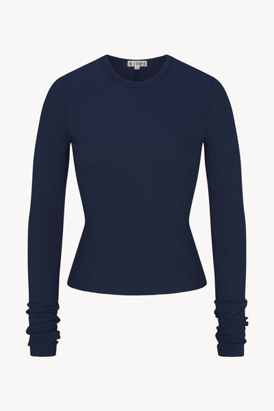 Long Sleeve Fitted Top Navy