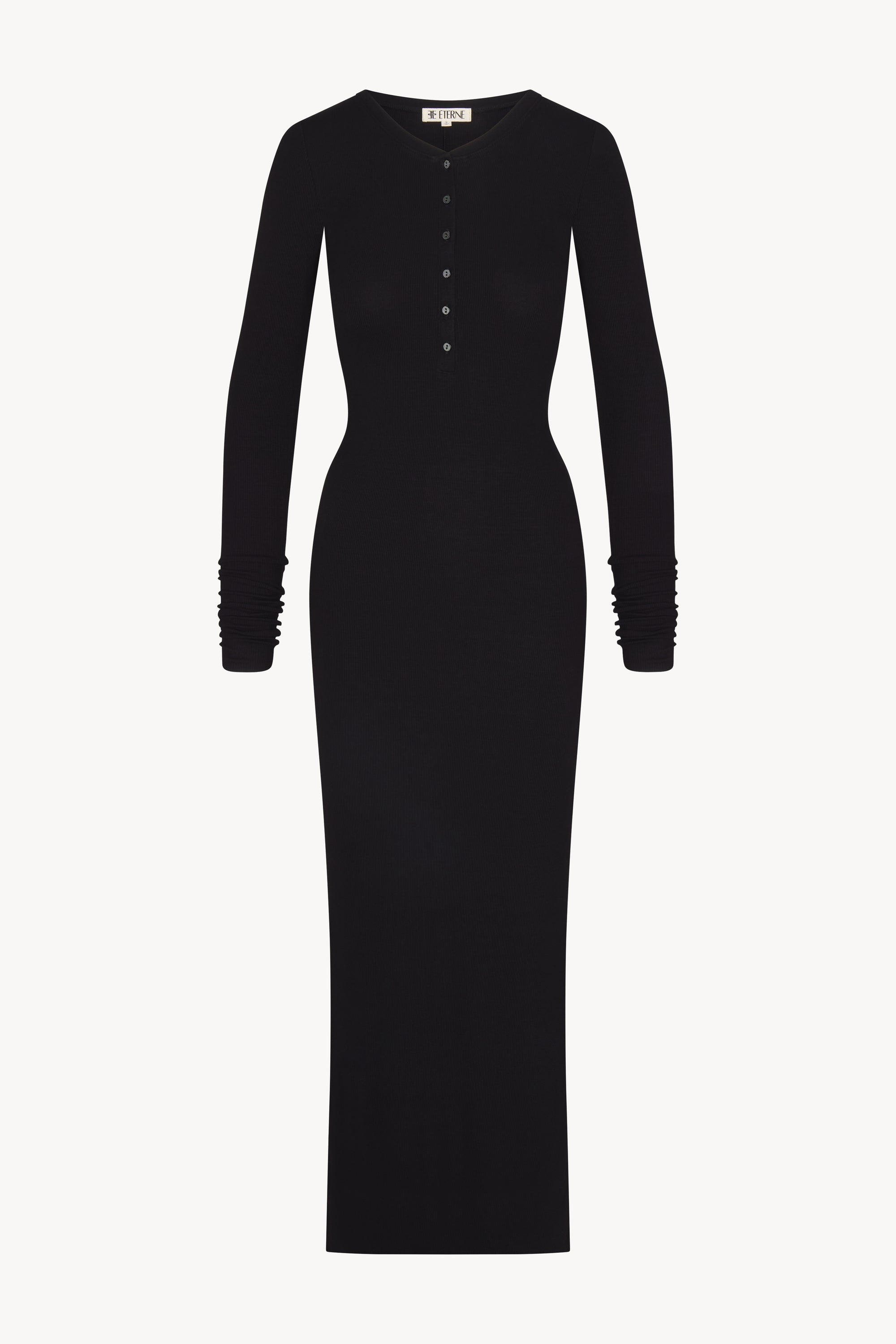 LONG SLEEVE HENLEY MAXI DRESS - ÉTERNE