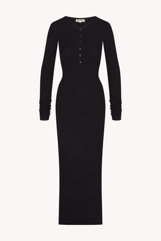 LONG SLEEVE HENLEY MAXI DRESS