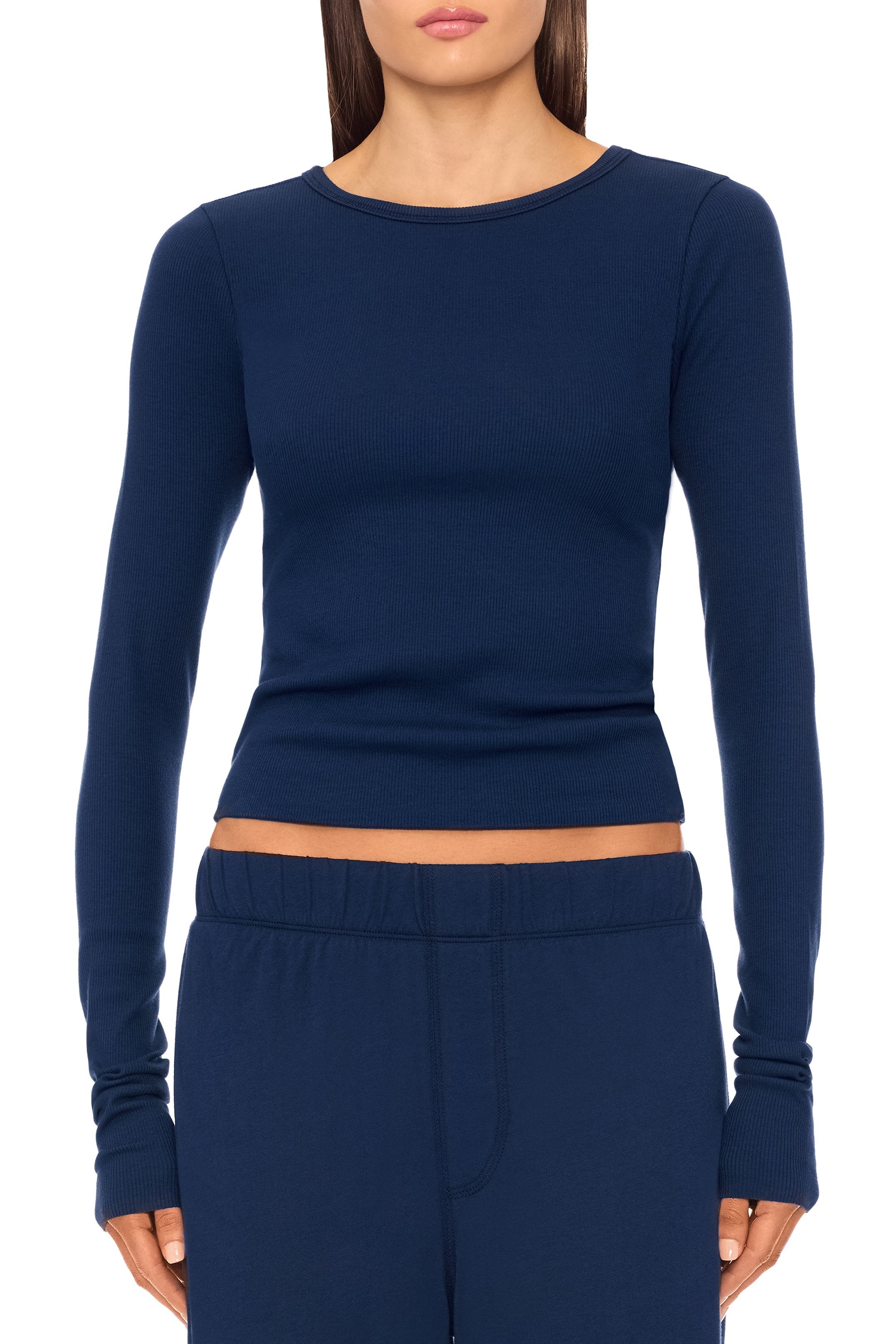 Long Sleeve Fitted Top Navy