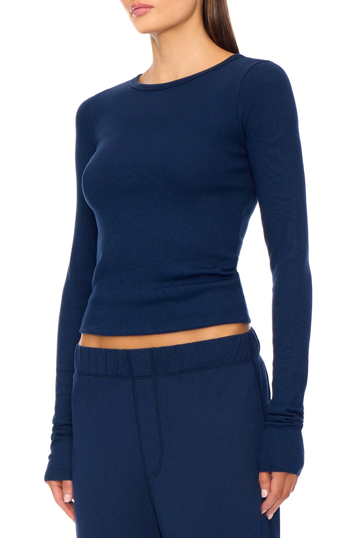 Long Sleeve Fitted Top Navy